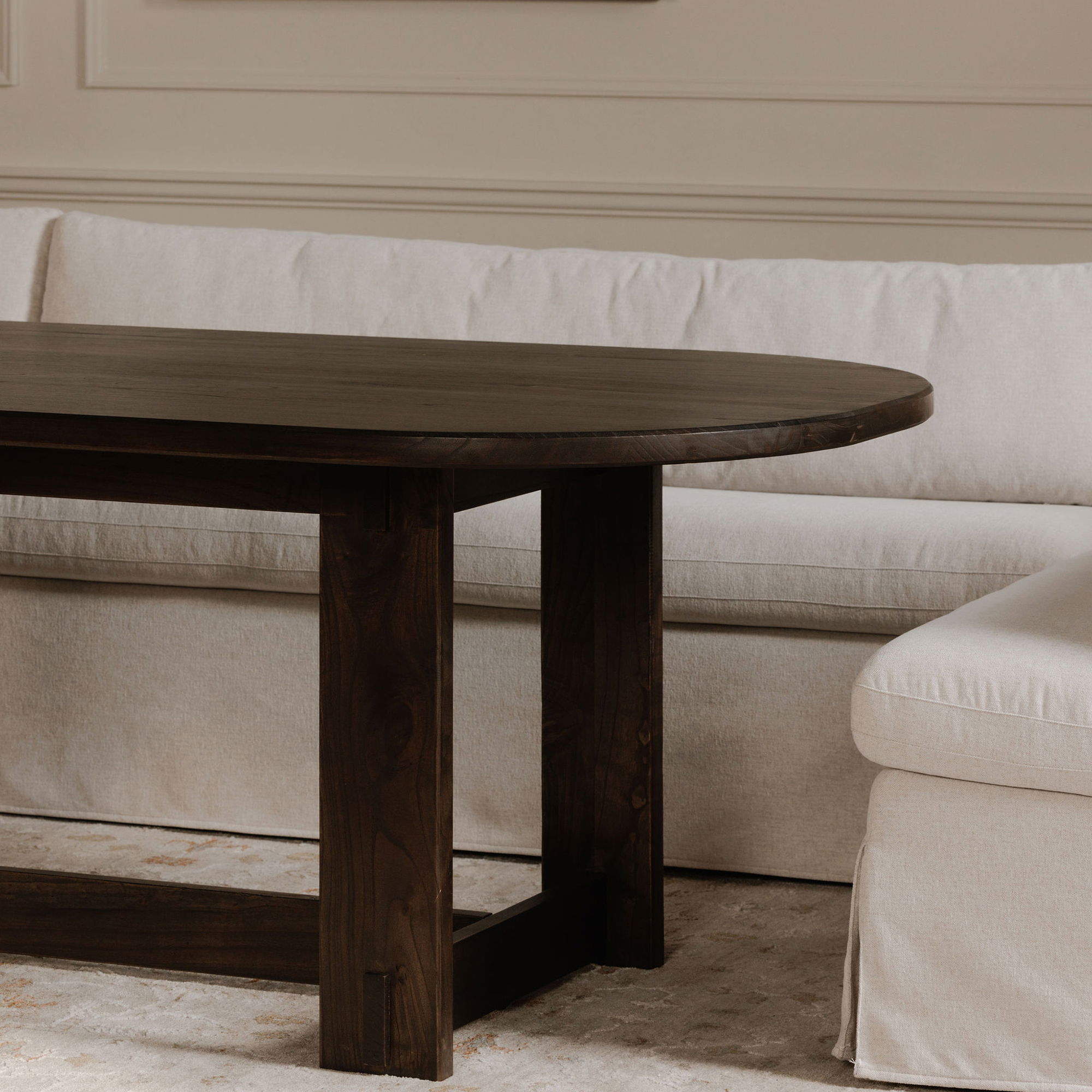 Fable Slipcover Dining Bench Beige large image 