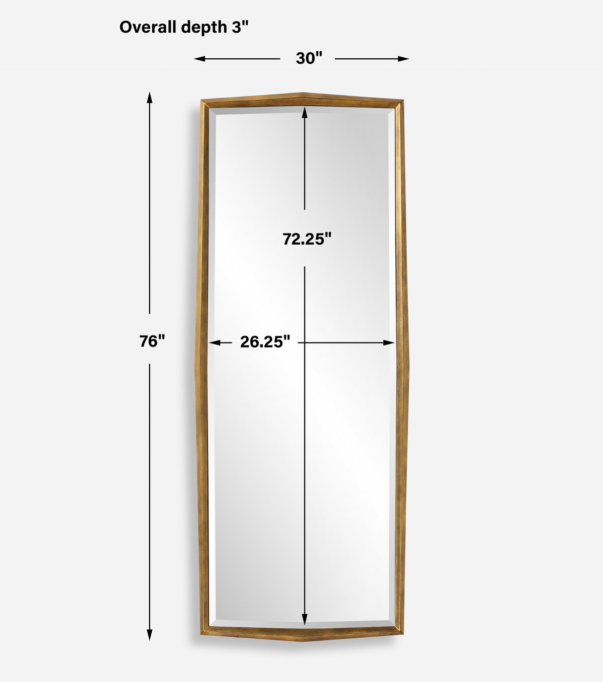 On Point Wood Dressing Mirror, by Uttermost, 2'6" width x 6'4" height x 3" depth View 3