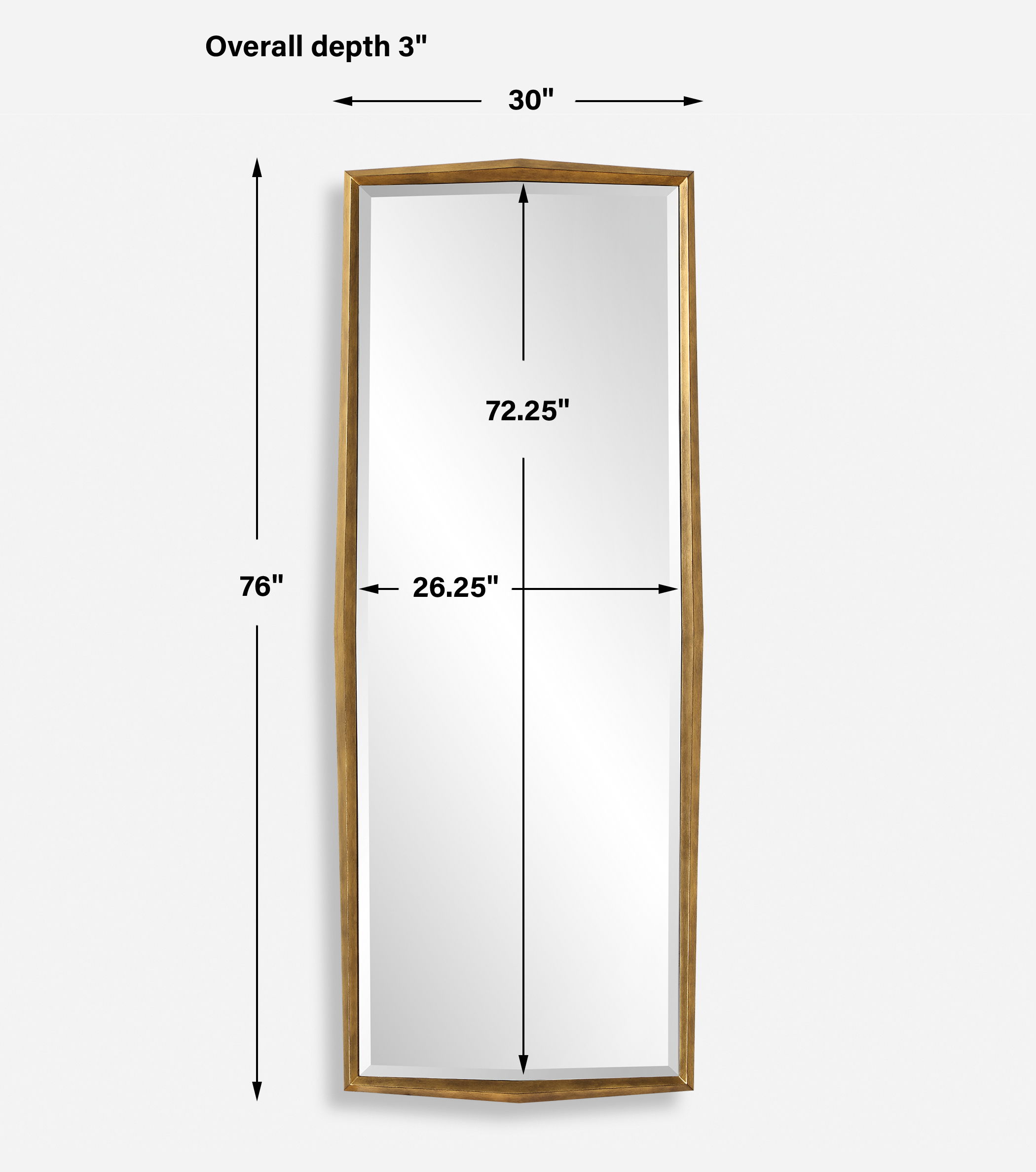 On Point Wood Dressing Mirror, by Uttermost, 30" width x 76" height x 3" depth View 3