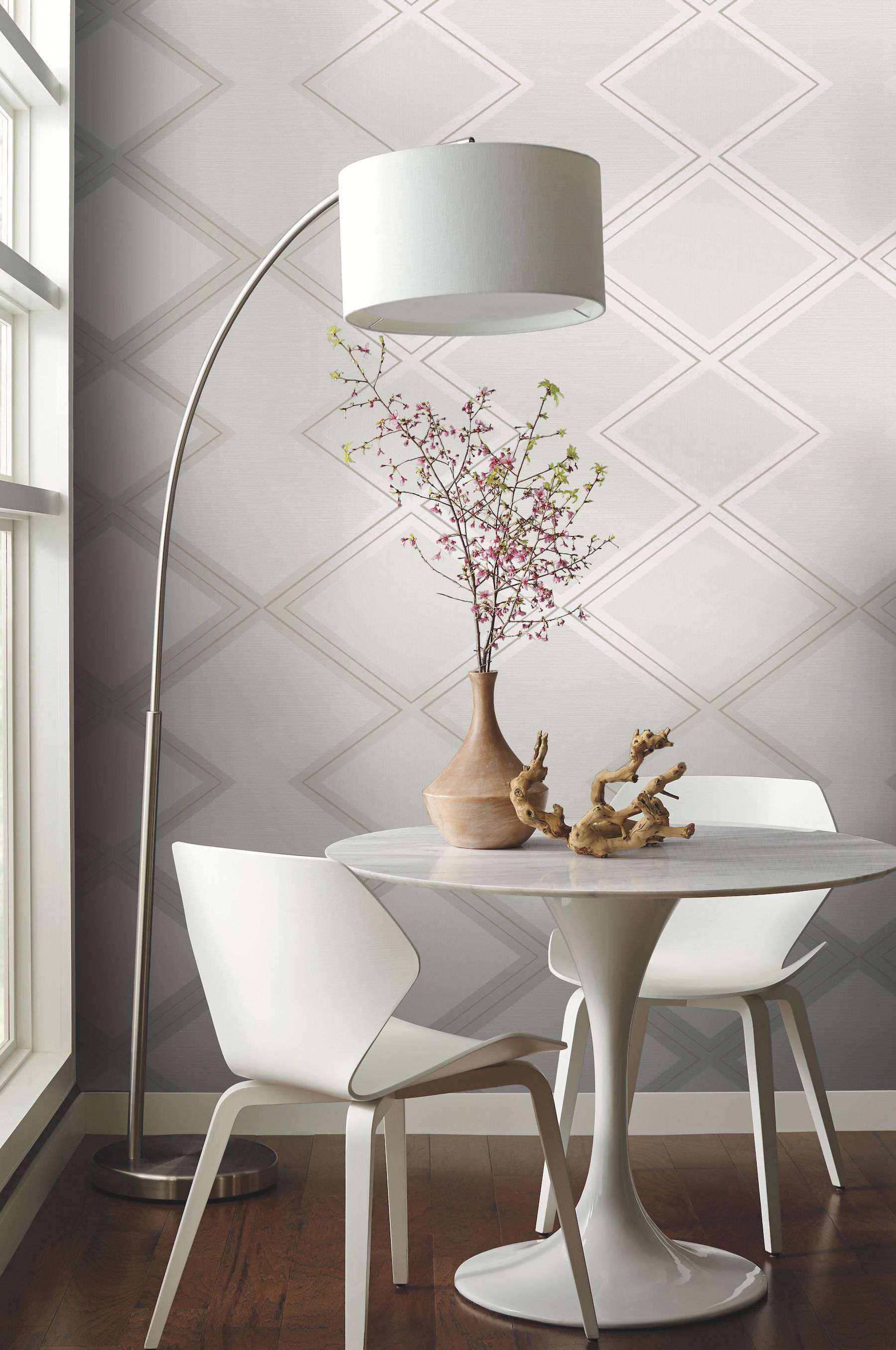 Diamond Twist White & Cream Wallpaper large image 