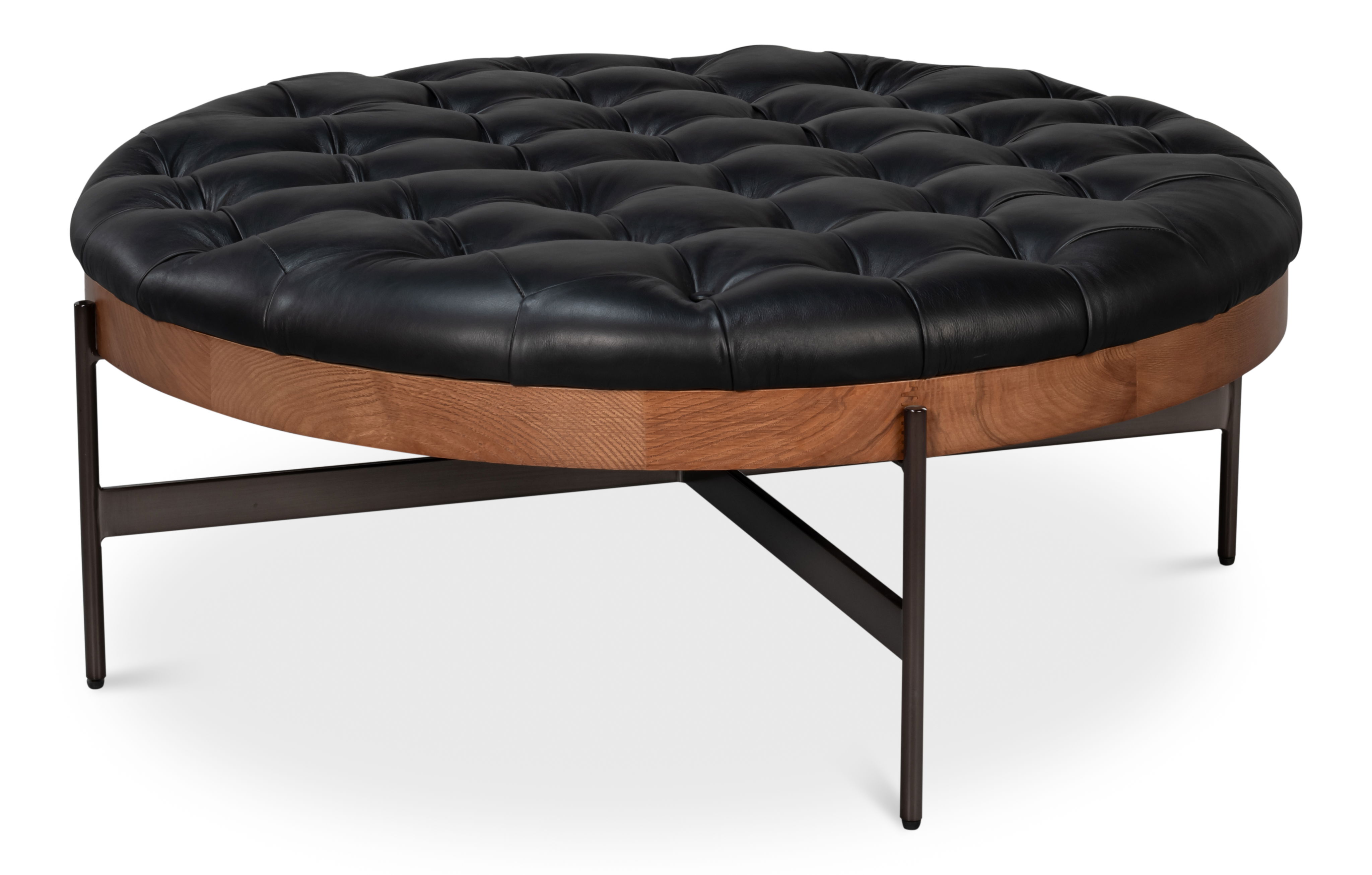 Corbet Cocktail Ottoman Onyx Black Lthr large image 