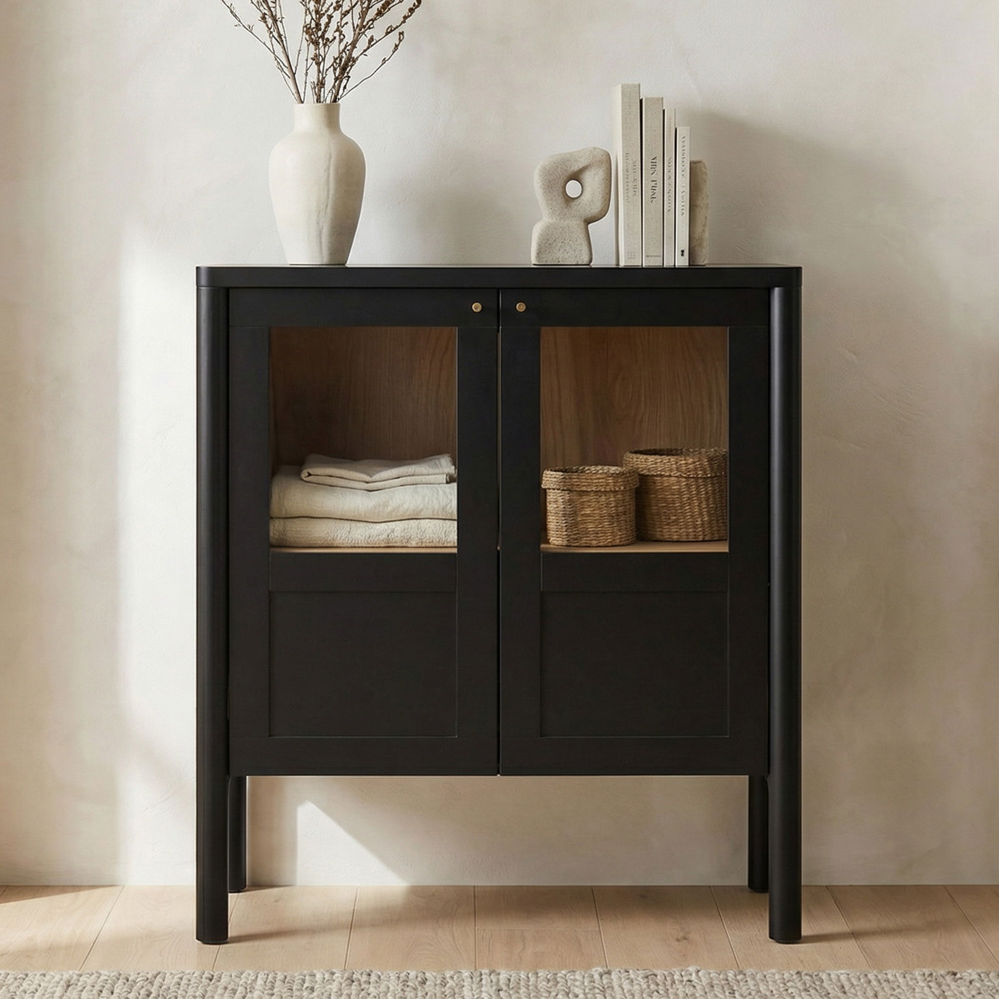 Hannah Cabinet Black, Cabinets & Sideboard by Moe's Home, 35" width x 41.3" height x 16.9" depth View 7
