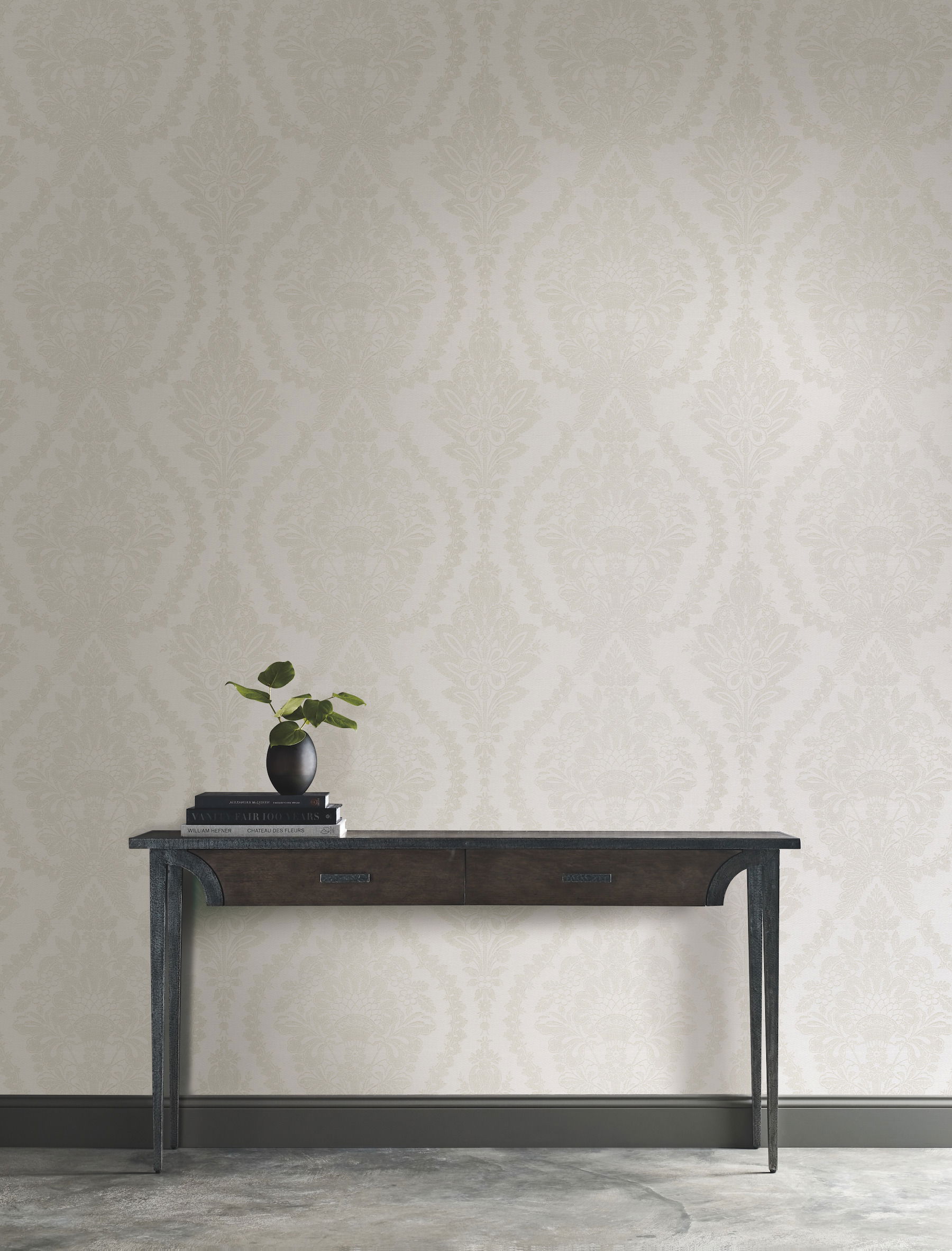 Heritage Damask White & Beige Wallpaper large image 