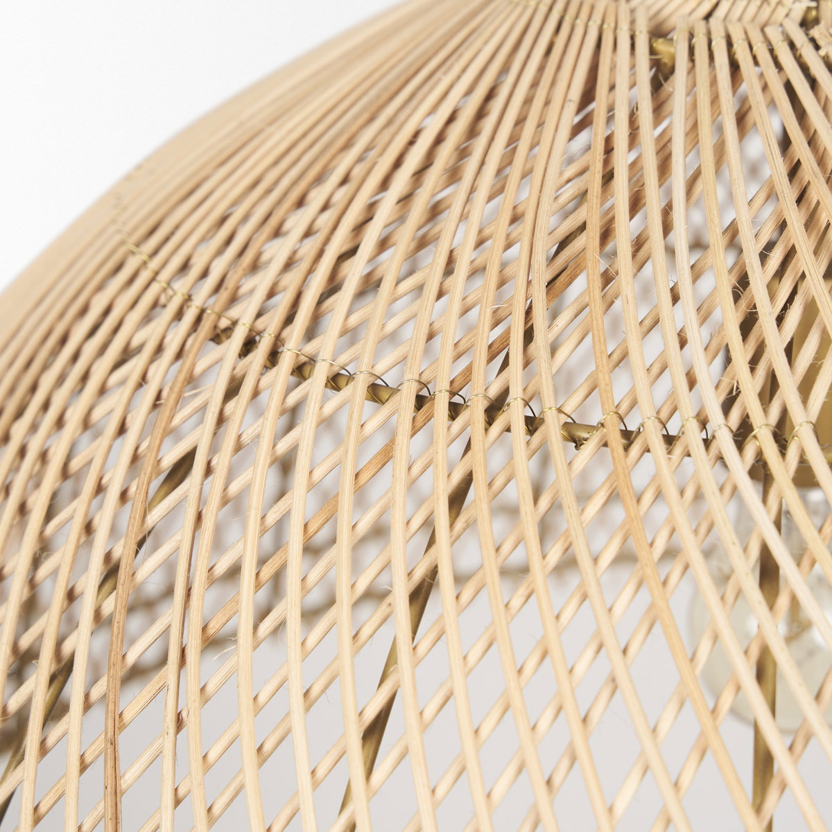 Thad 1-Light Natural Woven Rattan Dome Pendant, by Mercana, 24.5" length x 24.5" width x 14.5" height View 7