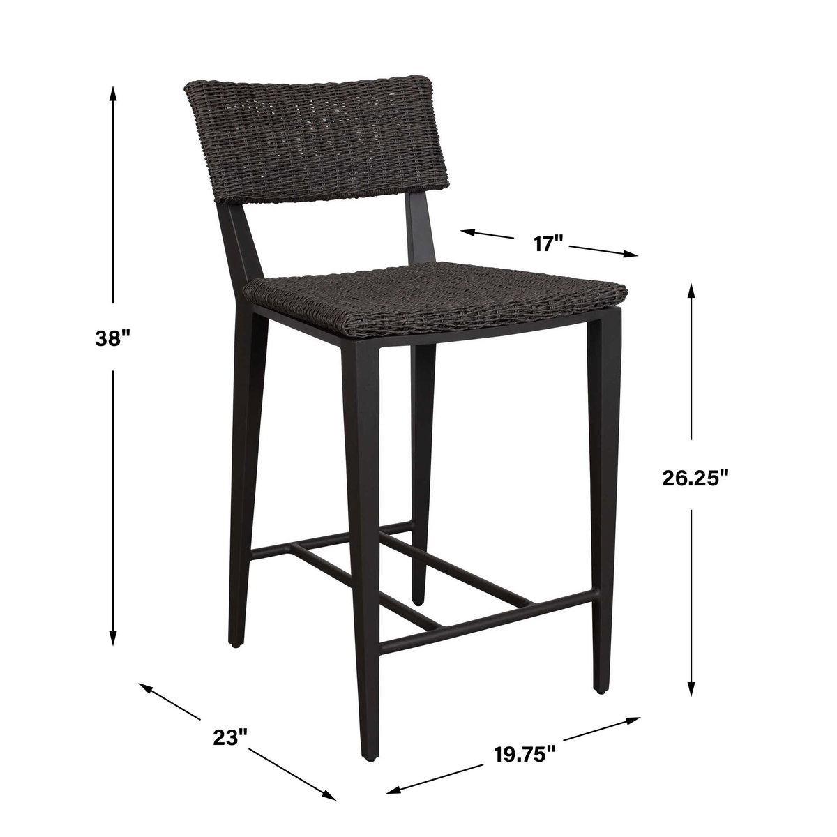 Calbas Java Outdoor Counter Stool, Furniture by Uttermost, 19.75" width x 38.1" height x 22.6" depth View 2
