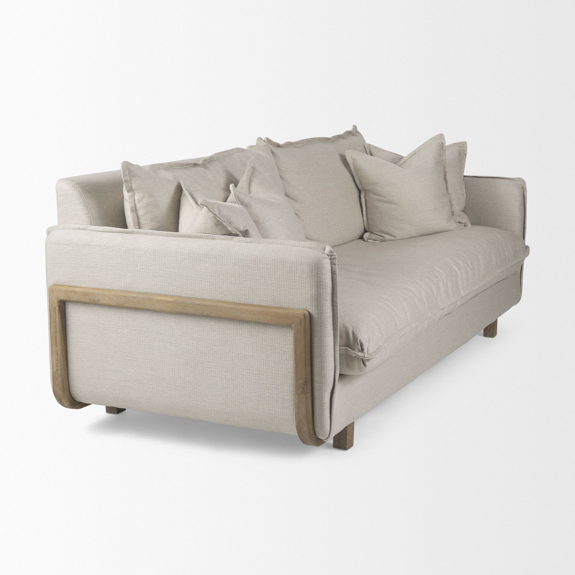 Roy I 84' Beige Upholstered Three Seater Sofa large image 