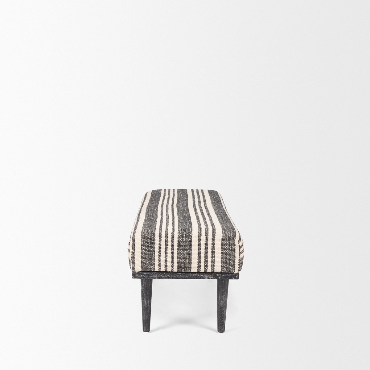Shae Black Wood with Black and Cream Upholstered Bench, Benche by Mercana, 56.5" length x 18" width x 18.5" height View 5