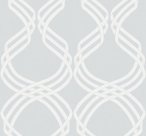 Grey & White Dante Ribbon Wallpaper