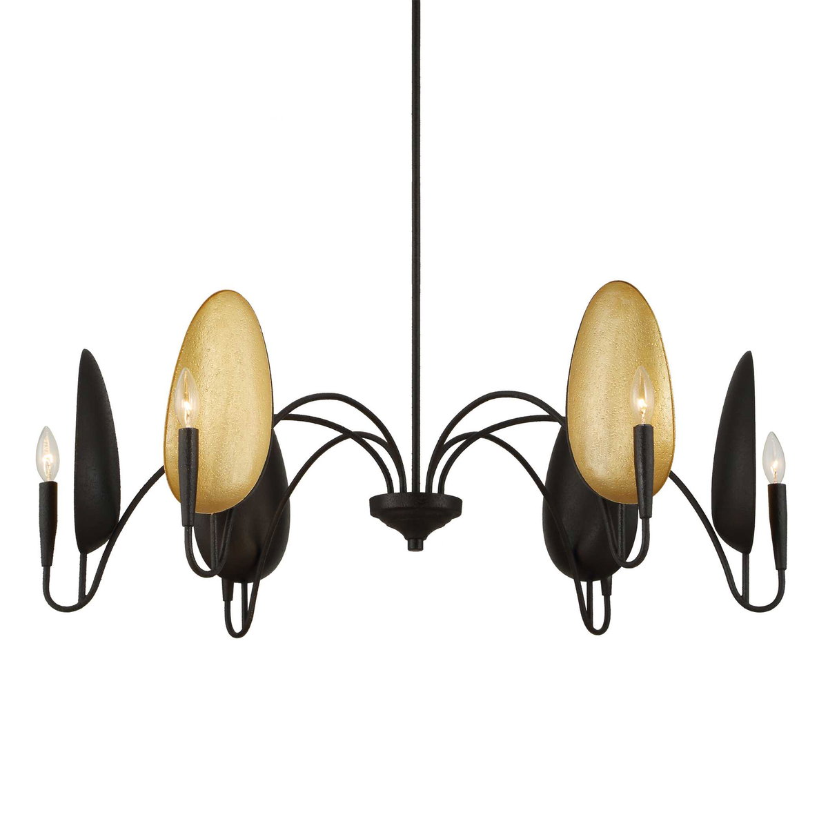 Warwick 6 Light Matte Black Chandelier, Pendant by Uttermost, 19" height x 41.5" diameter View 6