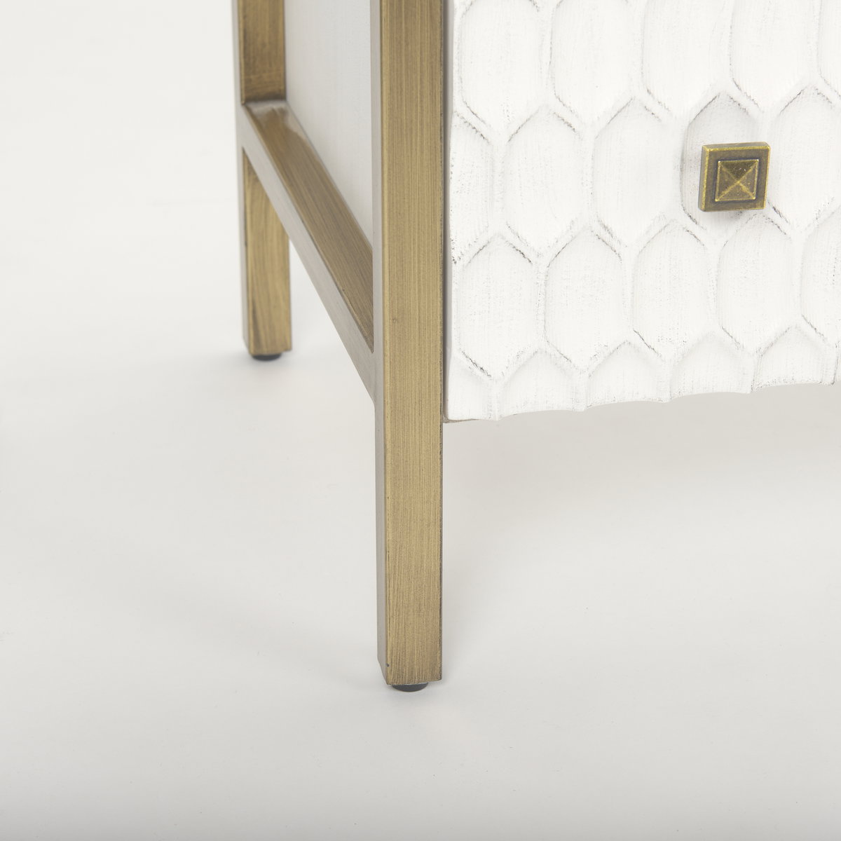 Savannah White Fir Veneer with Gold Metal Accents 6-Drawer Sideboard, Sideboards & Buffet by Mercana, 62.6" length x 15.75" width x 31.5" height View 14