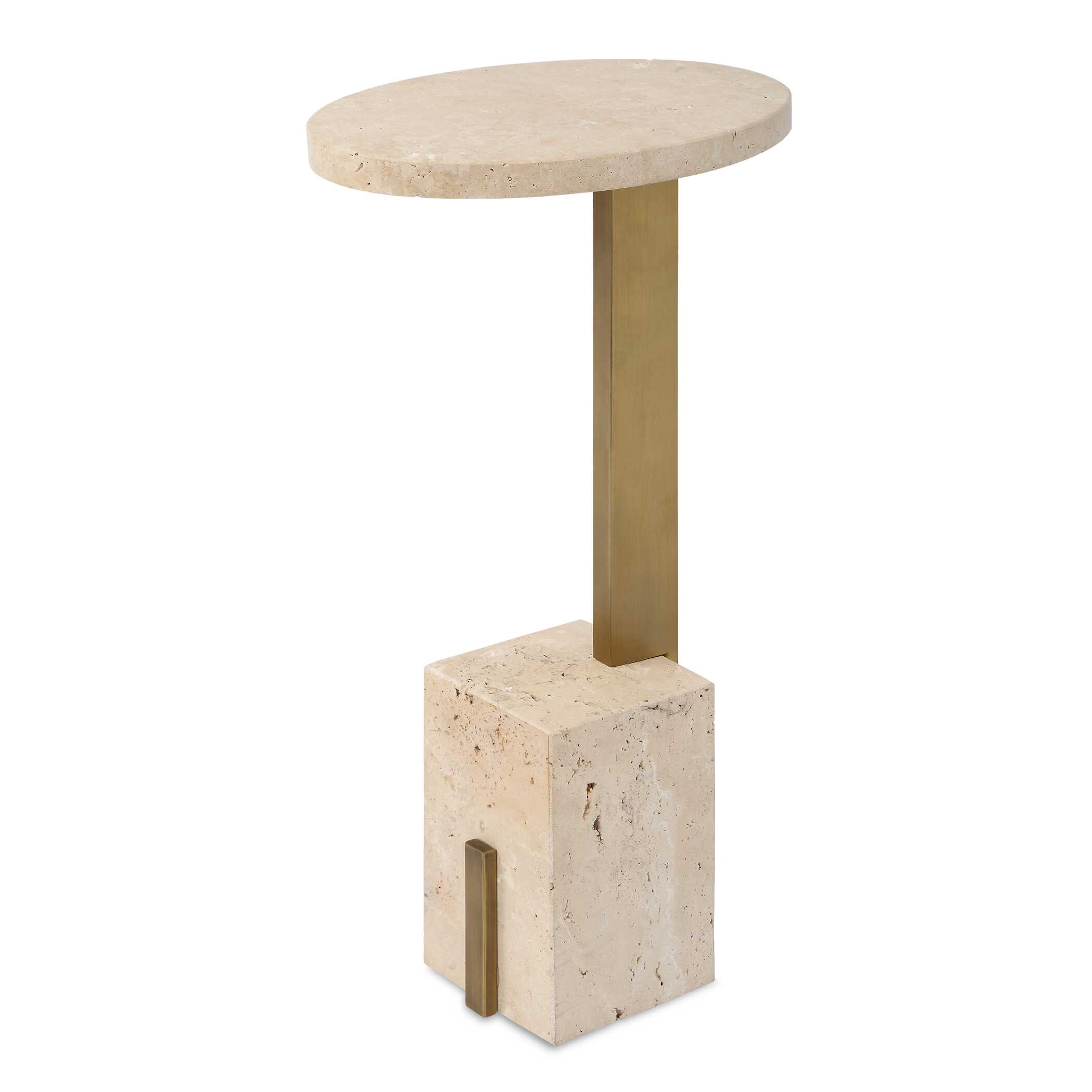 Feranno Travertine Accent Table, Furniture by Uttermost, 12" width x 22" height x 8" depth View 1