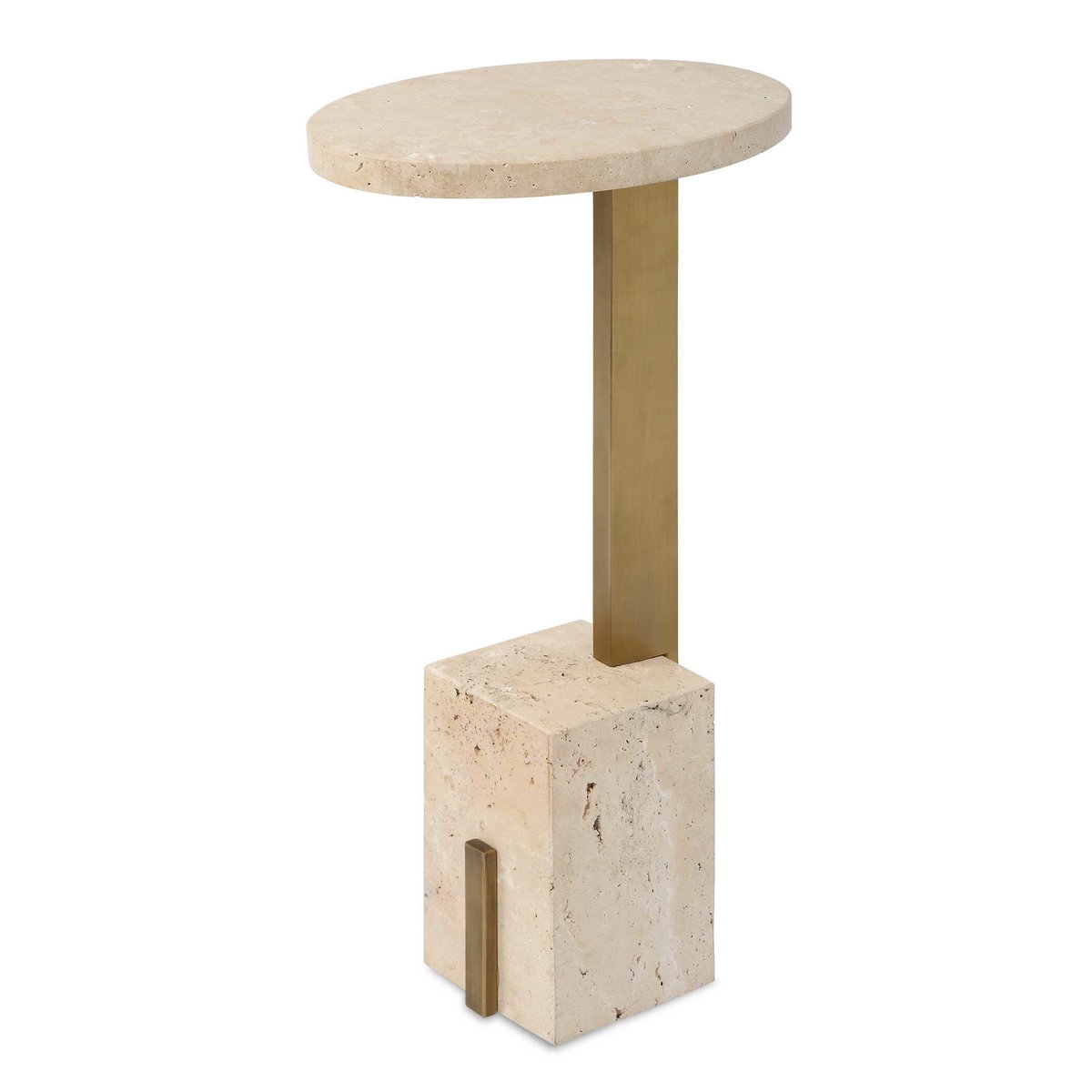 Feranno Travertine Accent Table, Side & End Table by Uttermost, 12" width x 22" height x 8" depth View 1