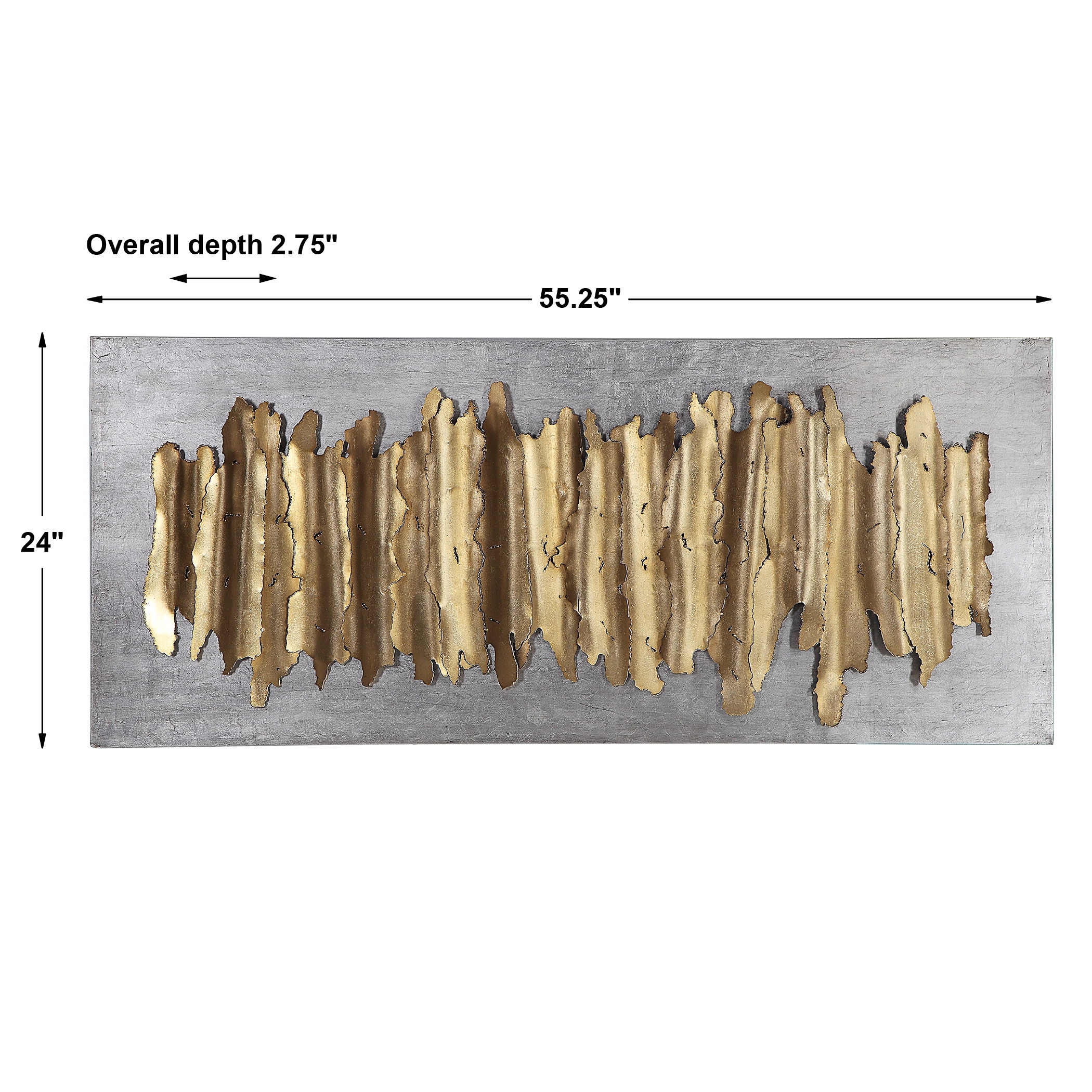 Lev Gold Metal Wall Decor, Sculptural Wall Art by Uttermost, 24" width x 55.25" height x 2.75" depth View 3