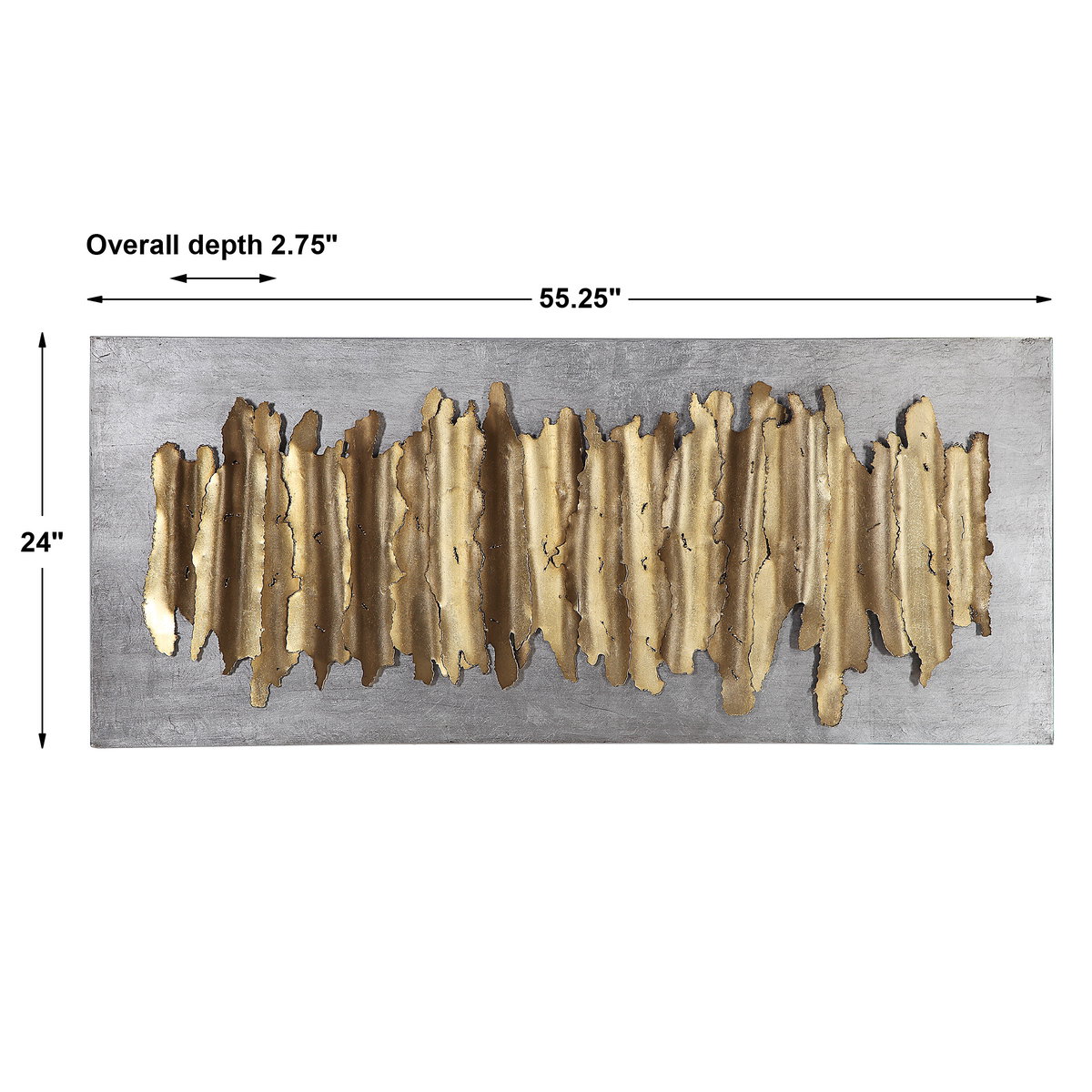 Lev Gold Metal Wall Decor, Sculptural Wall Art by Uttermost, 24" width x 55.25" height x 2.75" depth View 3