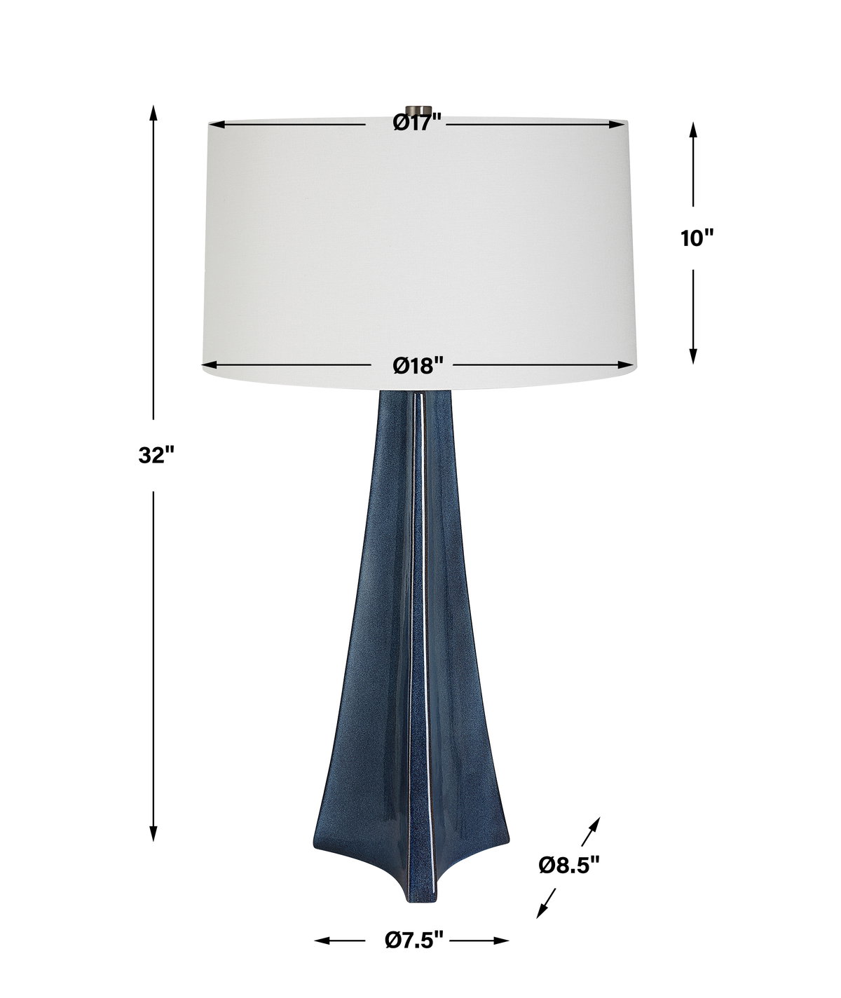 Teramo Scalloped Ceramic Table Lamp, by Uttermost, 1'6" width x 2'8" height x 1'6" depth View 3