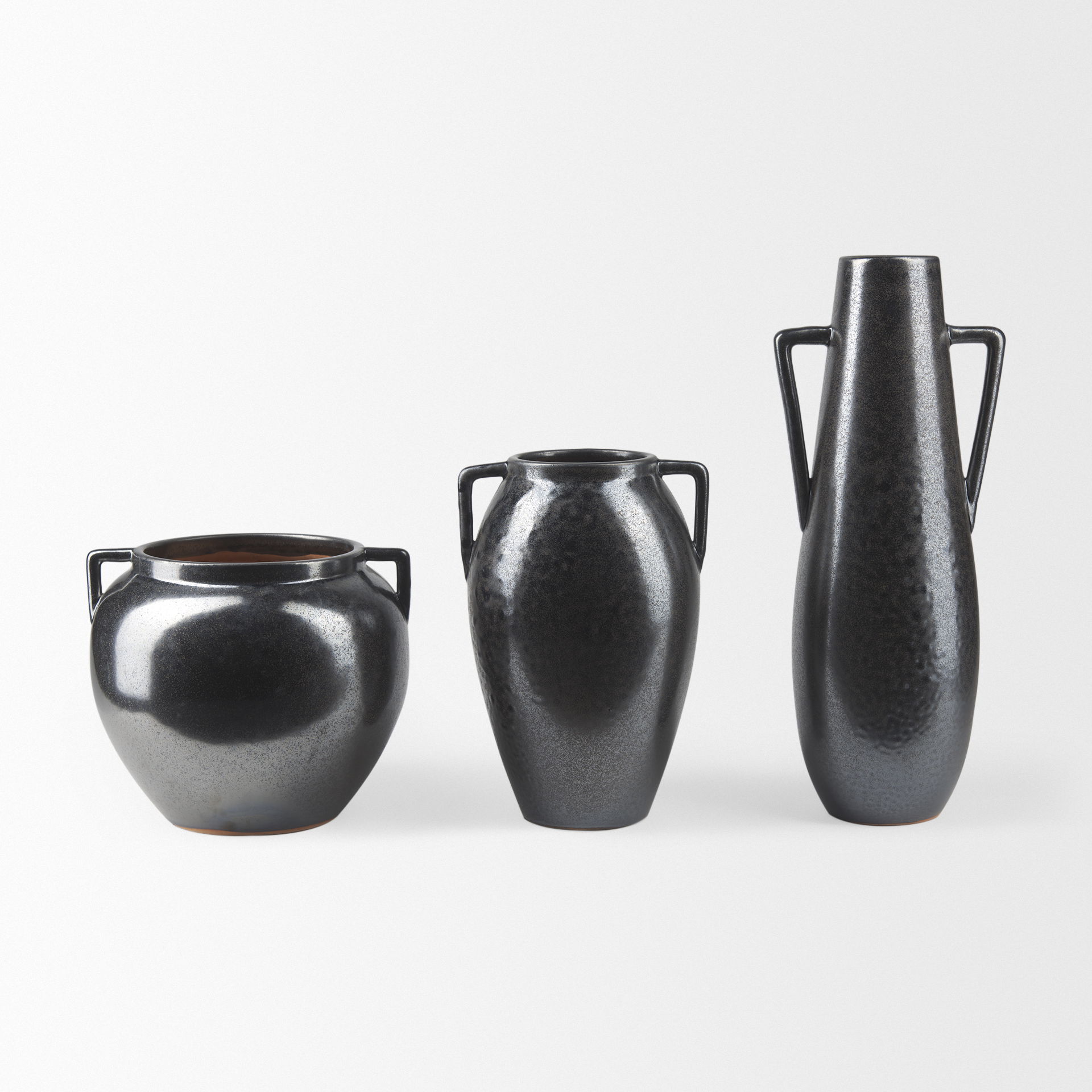Kora Short Dark Metallic Double Ear Vase large image 