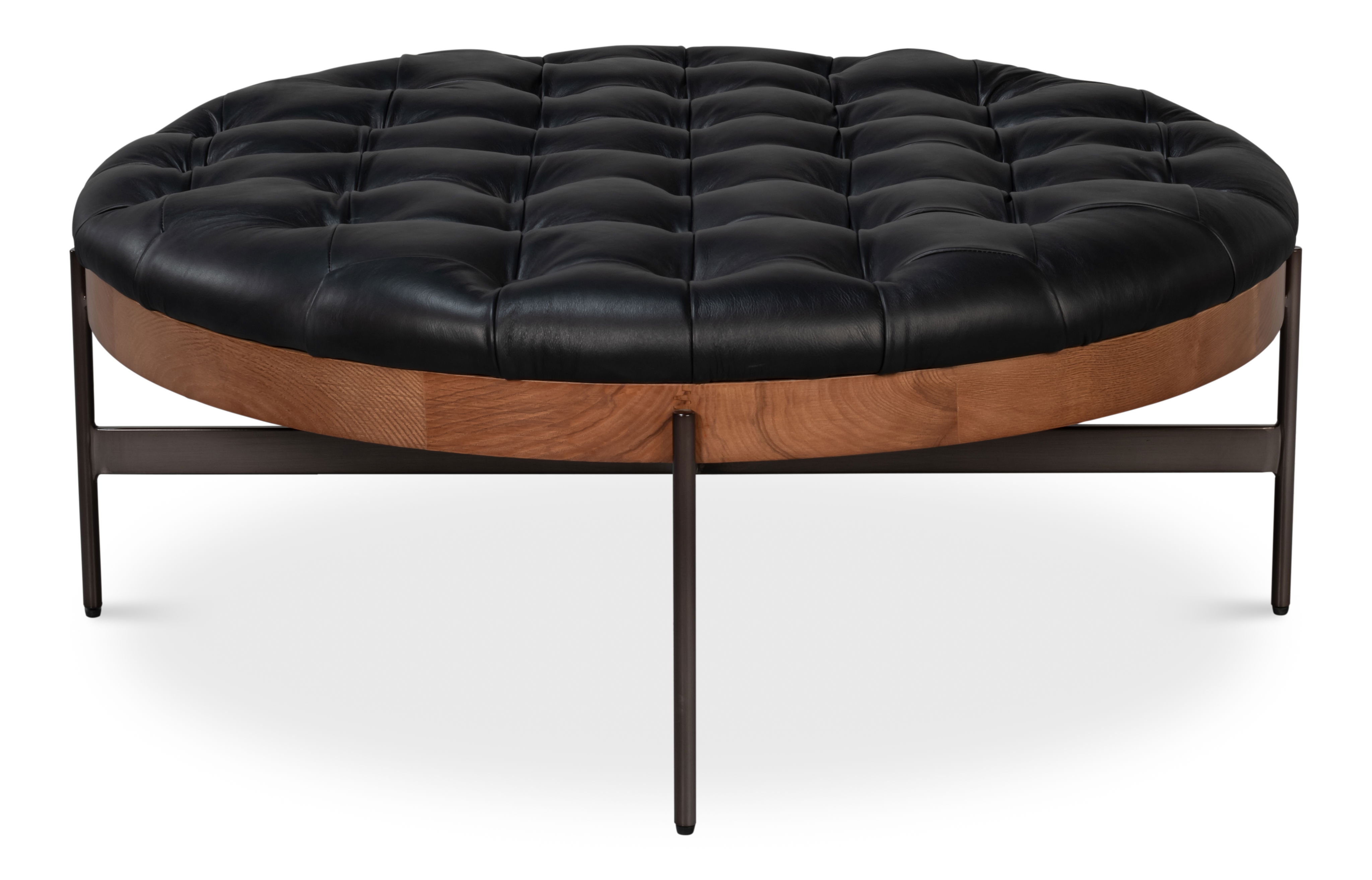 Corbet Cocktail Ottoman Onyx Black Lthr, Coffee Table by Sarreid, 39" length x 39" width x 16" height View 14