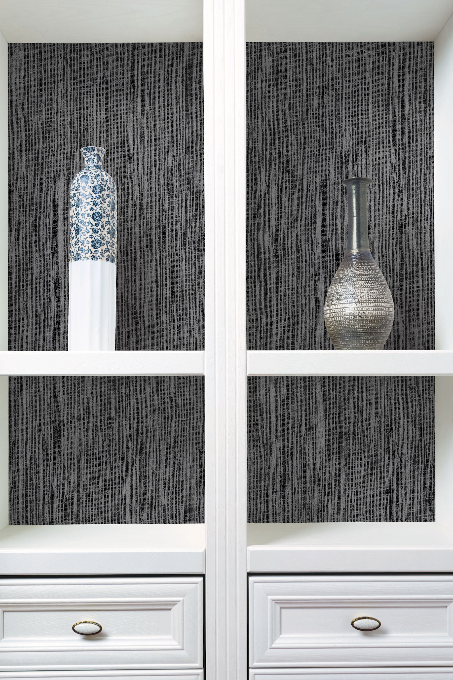 Seagrass Black & Silver Wallpaper, by York Wall, 33' length x 1'9" width x 0.02" depth View 2