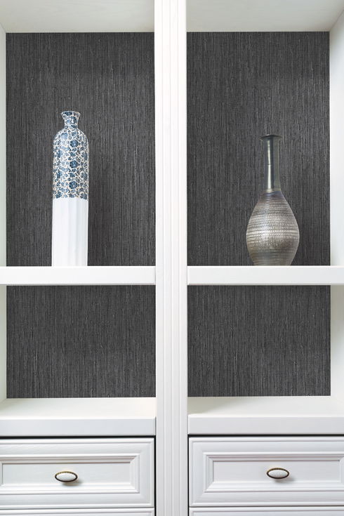 Seagrass Black & Silver Wallpaper
