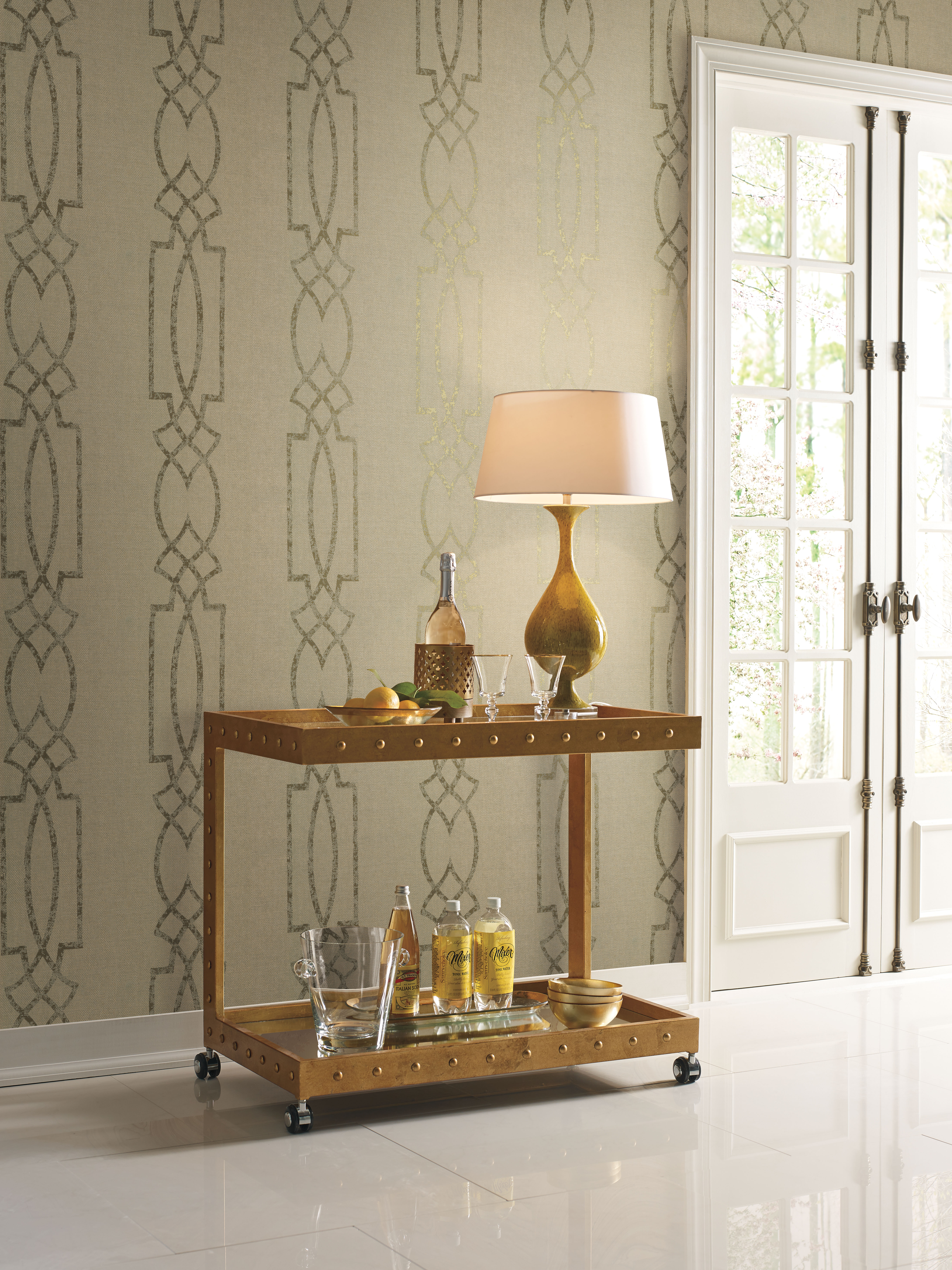 Cathedral Trellis Beige Wallpaper, by York Wall, 24' length x 3' width x 0.02" depth View 2