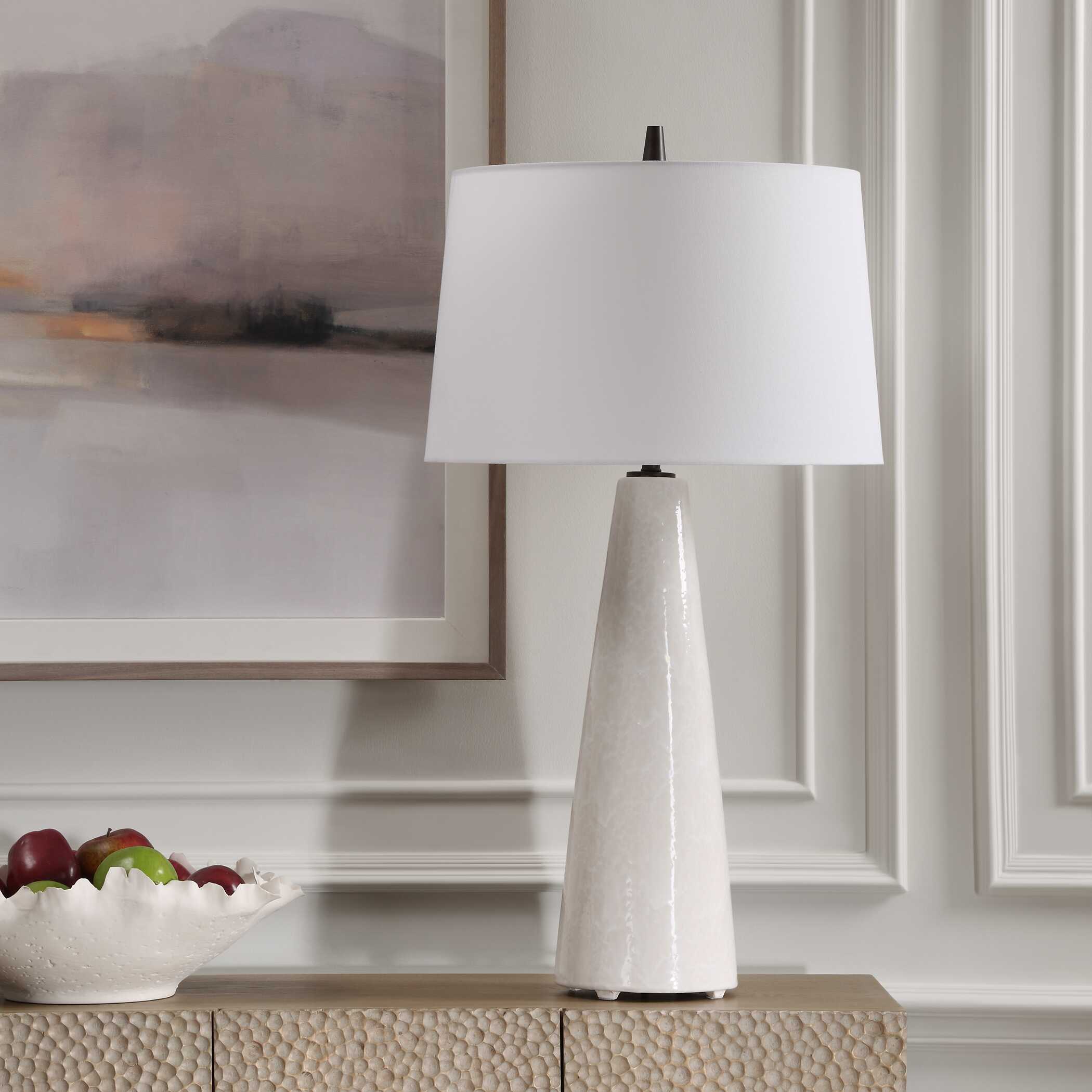 Loire Ivory Glaze Table Lamp, by Uttermost, 19" width x 35.75" height x 19" depth View 4