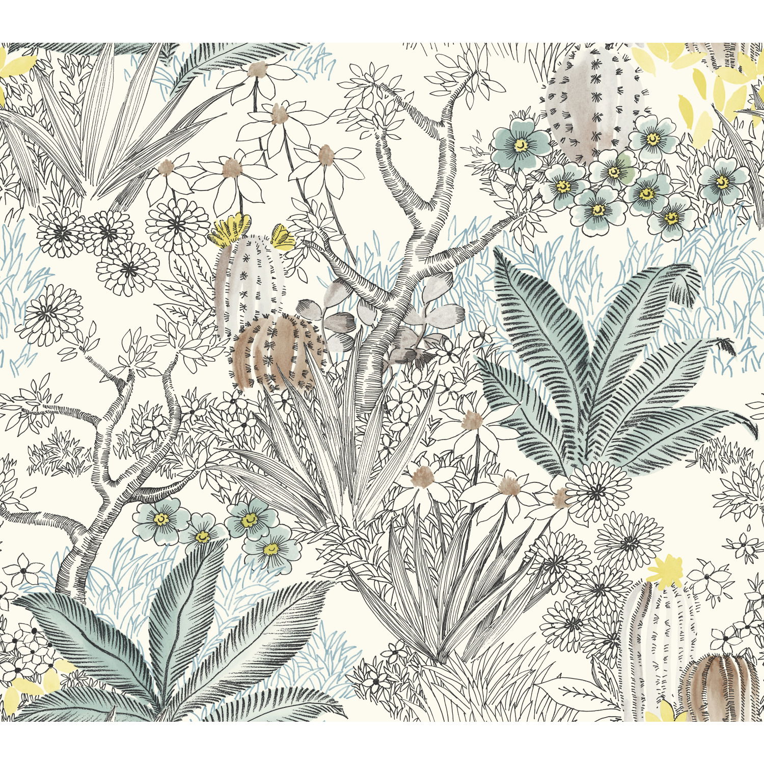 Flowering Desert Black Wallpaper, by York Wall, 27' length x 2'3" width x 0.02" depth View 1