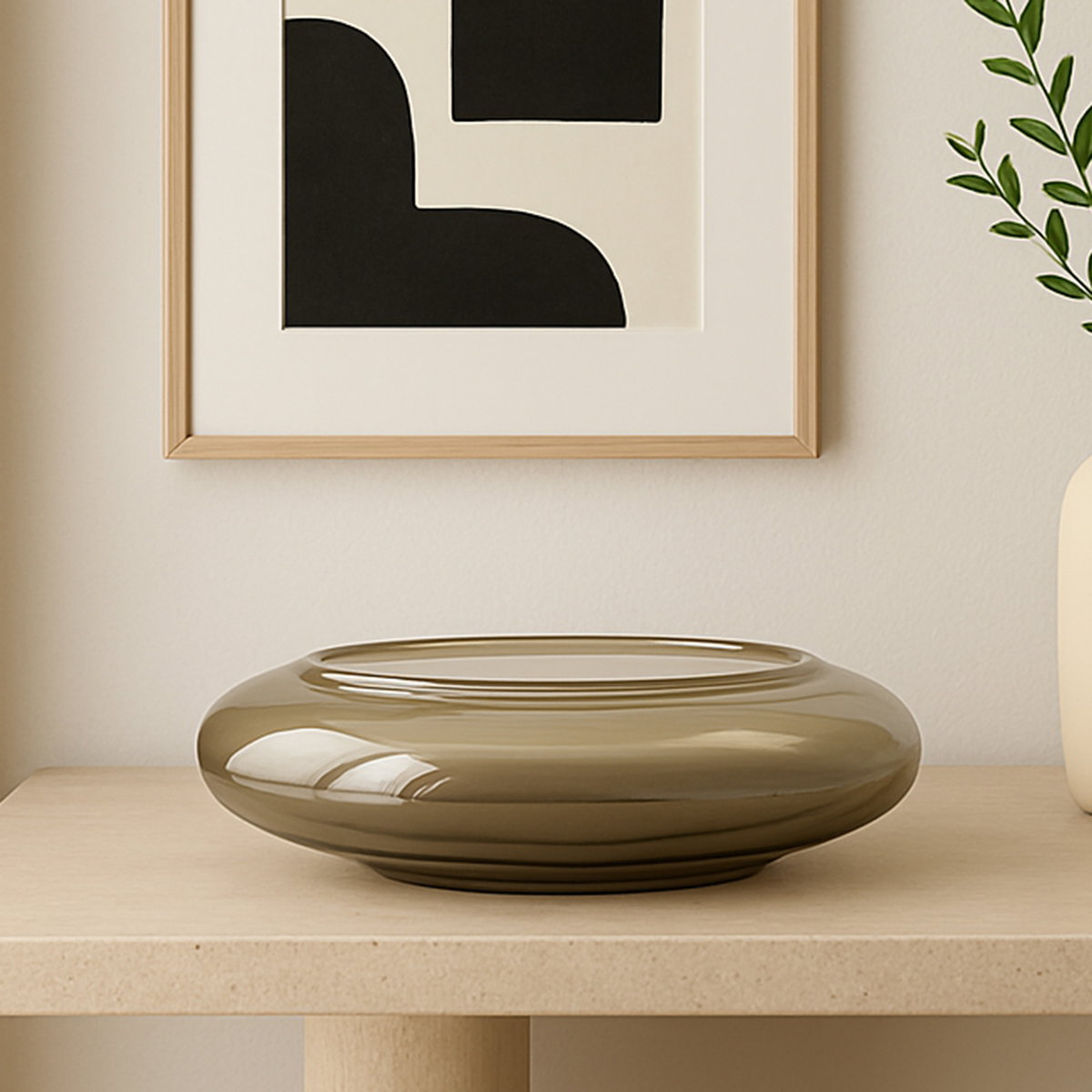 Polene Glass Bowl Large Smoky Brown, Decorative Bowl by Moe's Home, 16" width x 3.5" height x 16" depth View 5