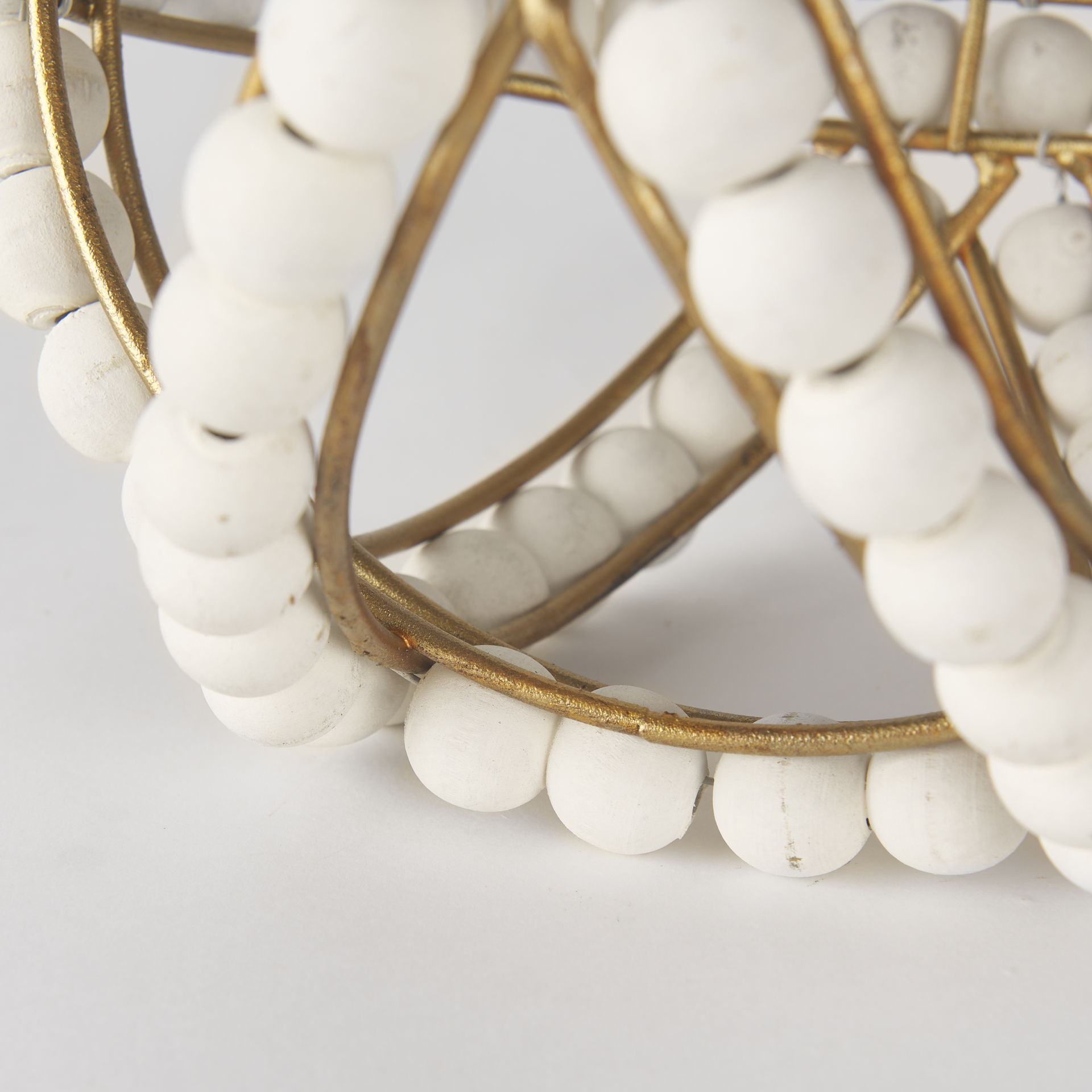 Espanlade I Small 9L x 9W White Wooden Beaded Orb, Decorative Object by Mercana, 8.66" length x 8.66" width x 8.86" height View 8