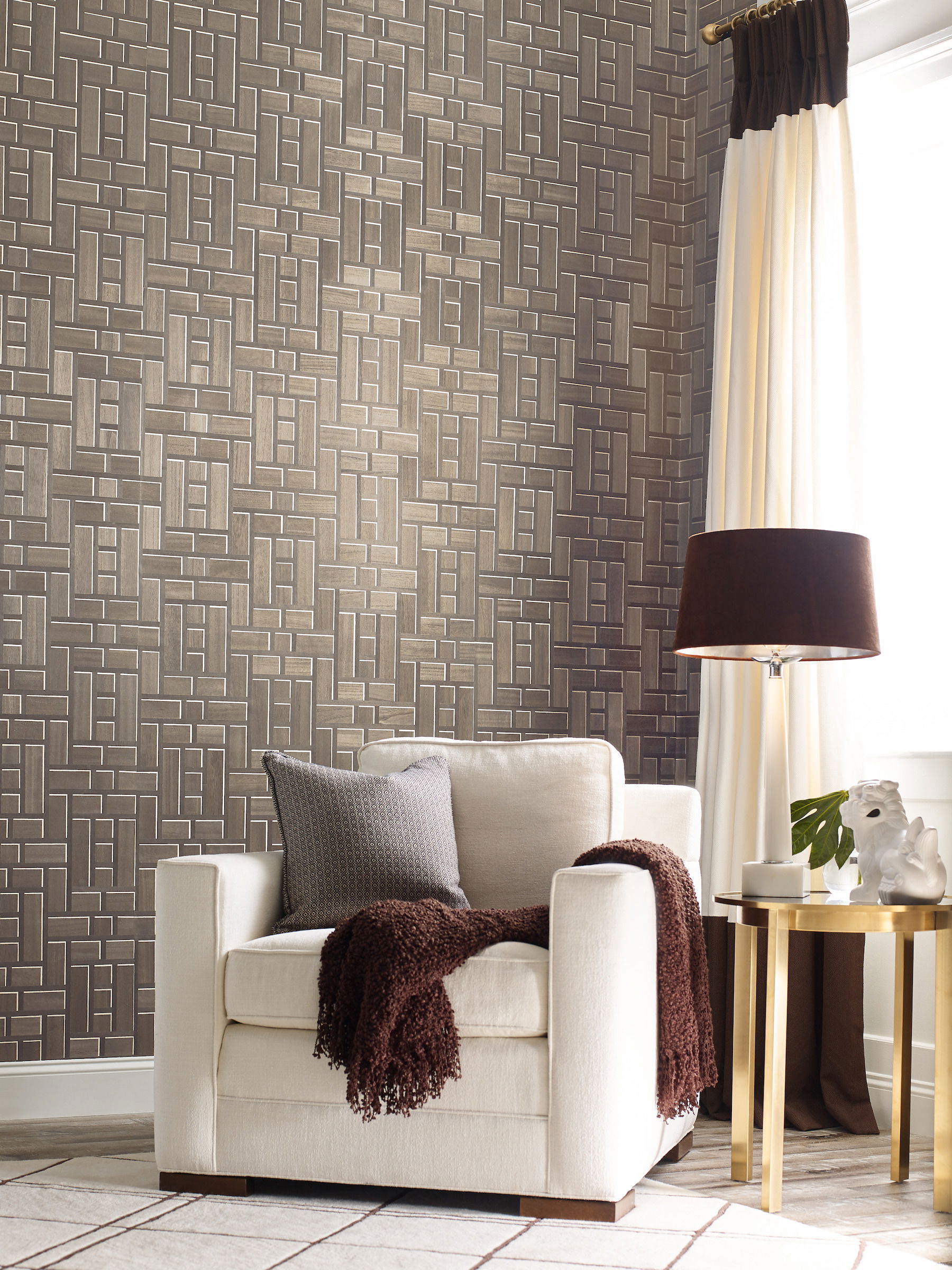 Teahouse Panel Grey Wallpaper large image 