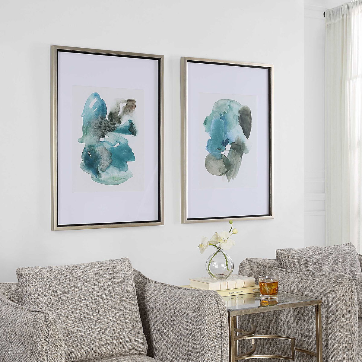 Blueprints Watercolor Prints Set Of 2, Art by Uttermost, 27" width x 40" height x 1.5" depth View 4
