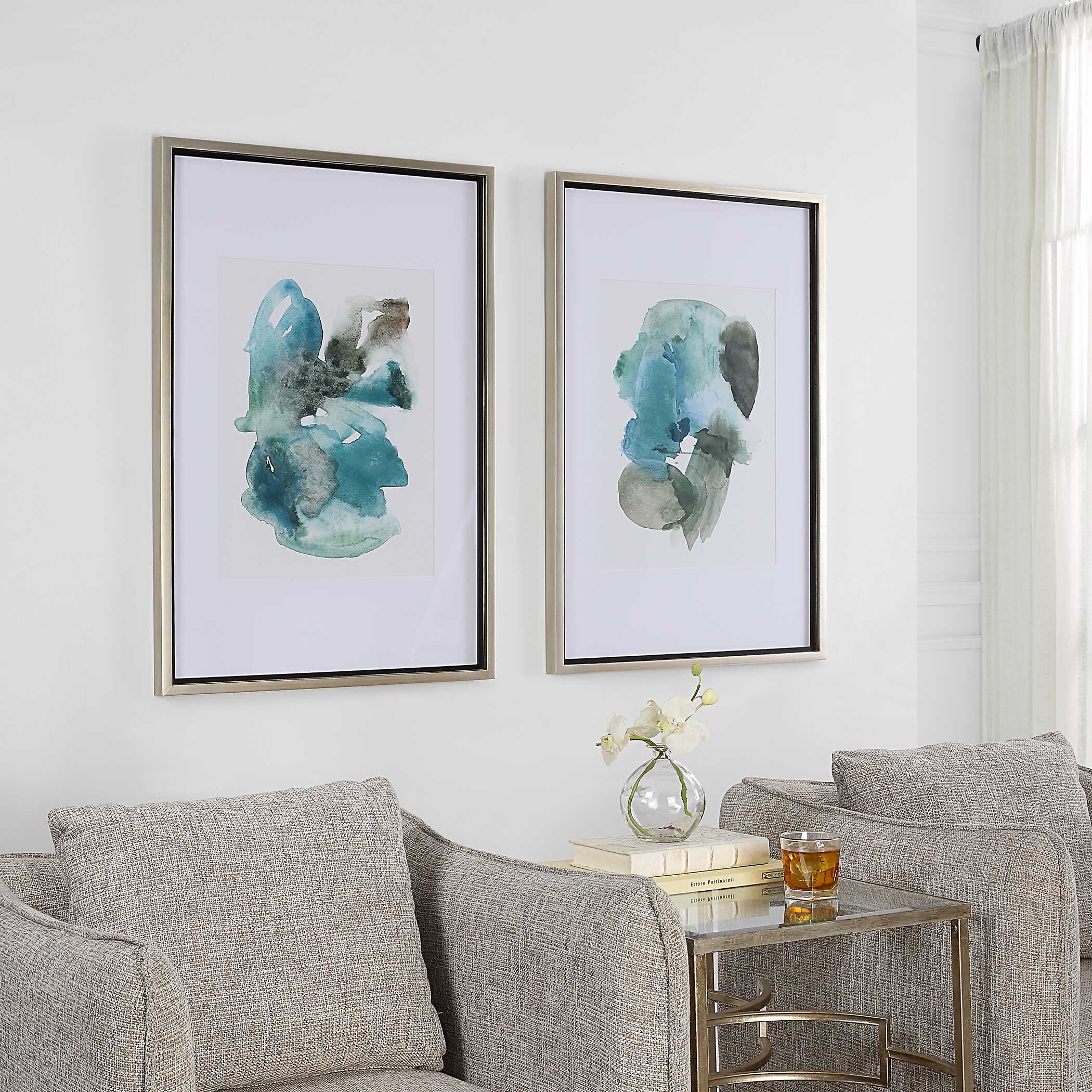 Blueprints Watercolor Prints Set Of 2, Painting by Uttermost, 27" width x 40" height x 1.5" depth View 4