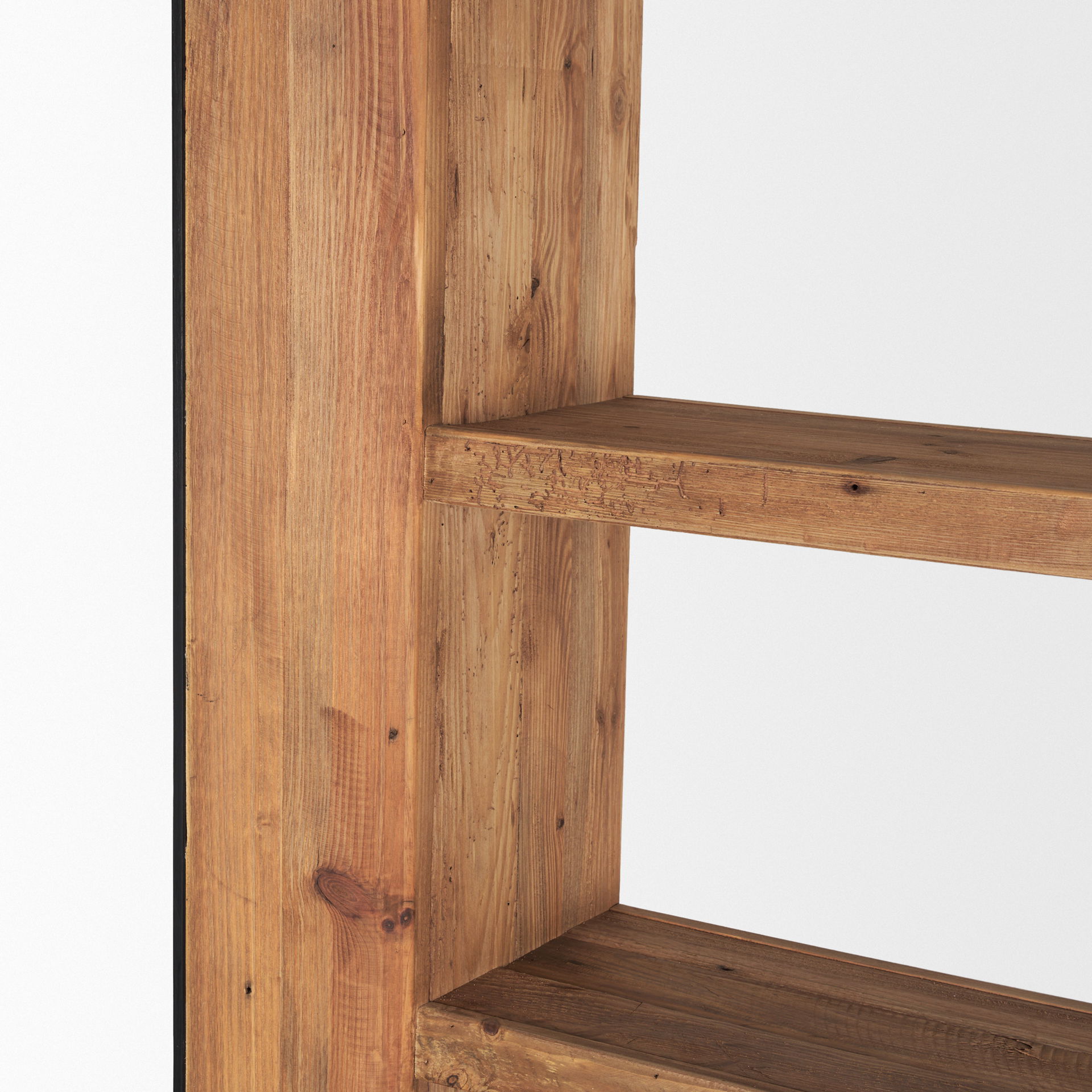 Tabor Natural Wood with Black Oak Frame Bookcase, Shelving & Bookcase by Mercana, 47" length x 16" width x 72" height View 10