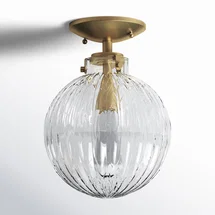 Online Designer Bathroom Kaydan 1 - Light 8" Semi Flush Mount in Natural Brass