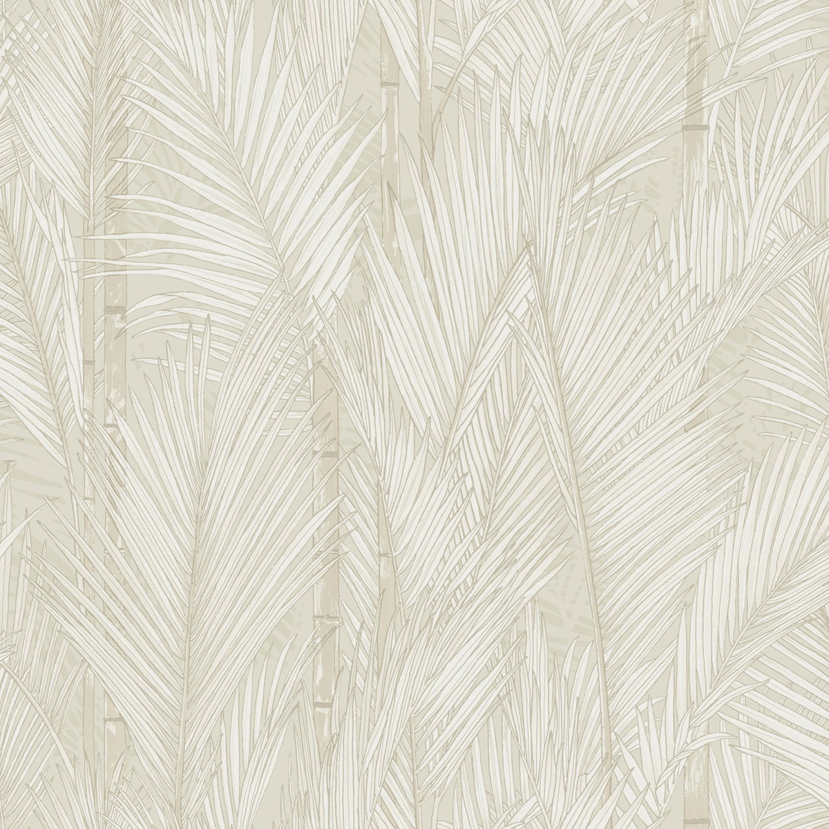 Swaying Fronds Taupe Peel & Stick Wallpaper, by York Wall, 16'6" length x 1'8.5" width x 0.02" depth