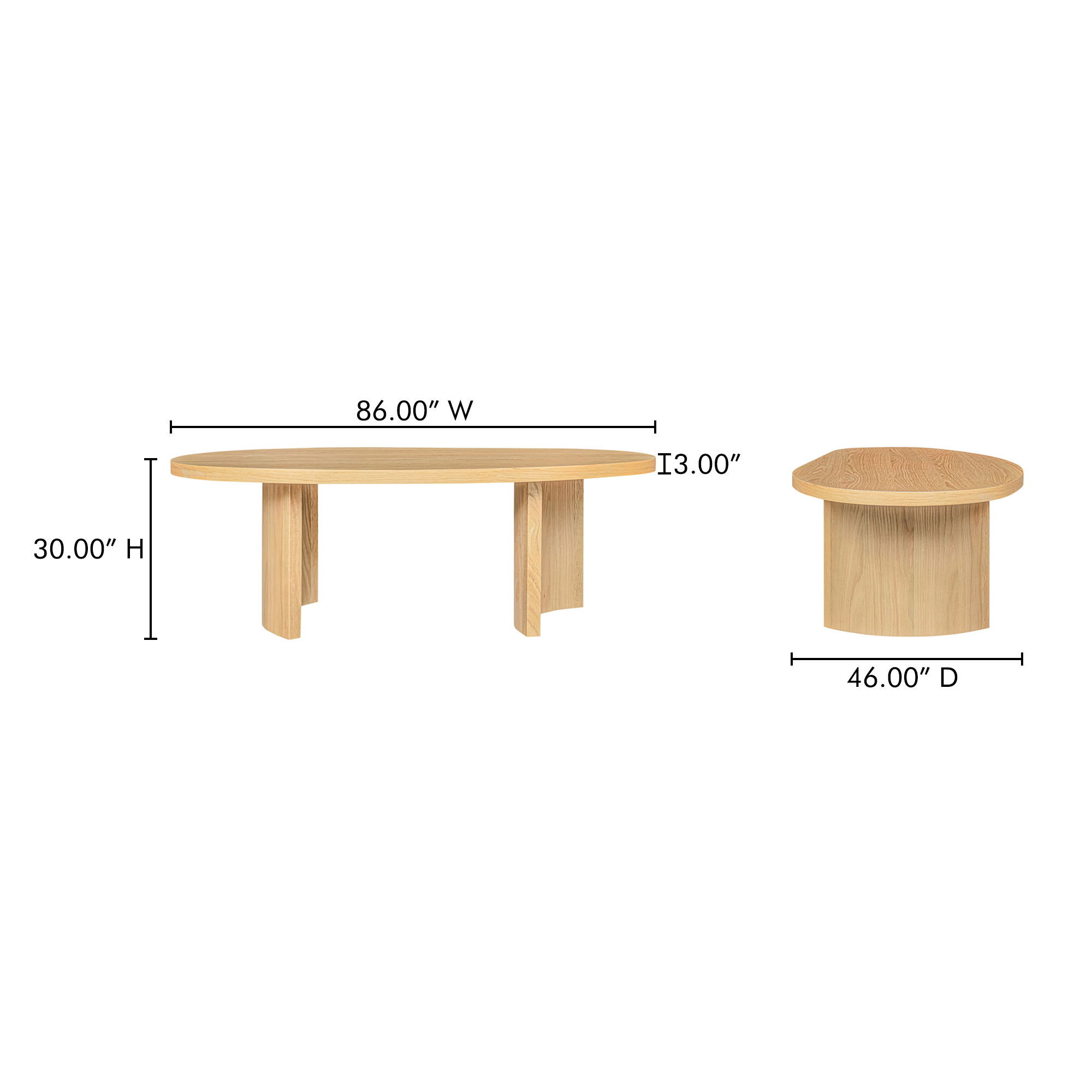 Louise Dining Table Natural, by Moe's Home, 86" width x 30" height x 46" depth View 9