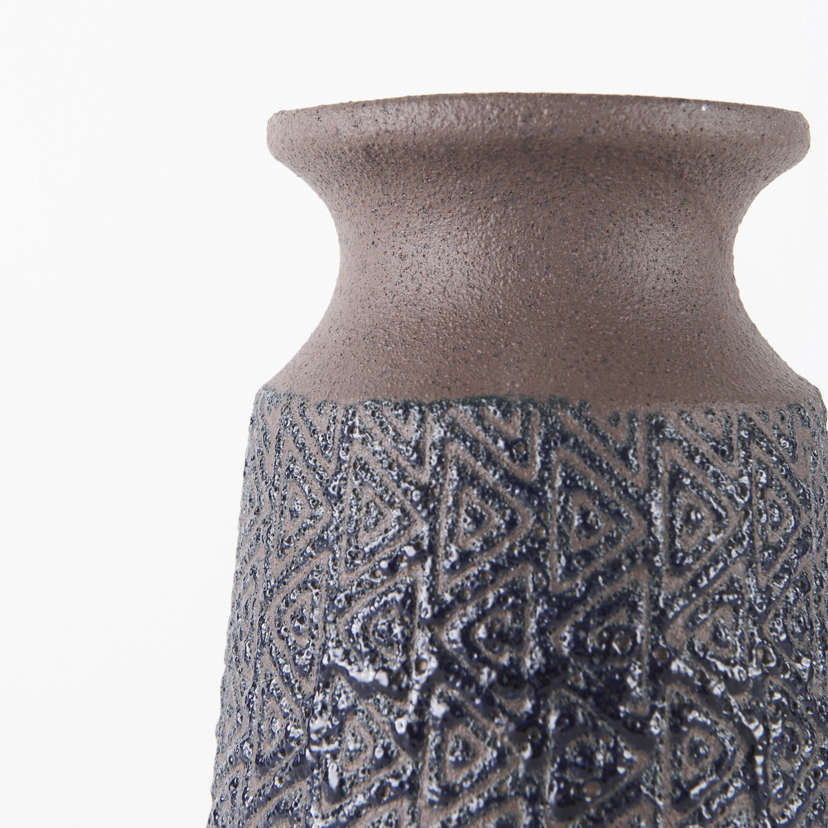 Sefina III Large Brown/Black Patterned Ceramic Vase, by Mercana, 6.89" length x 6.89" width x 11.22" height View 7