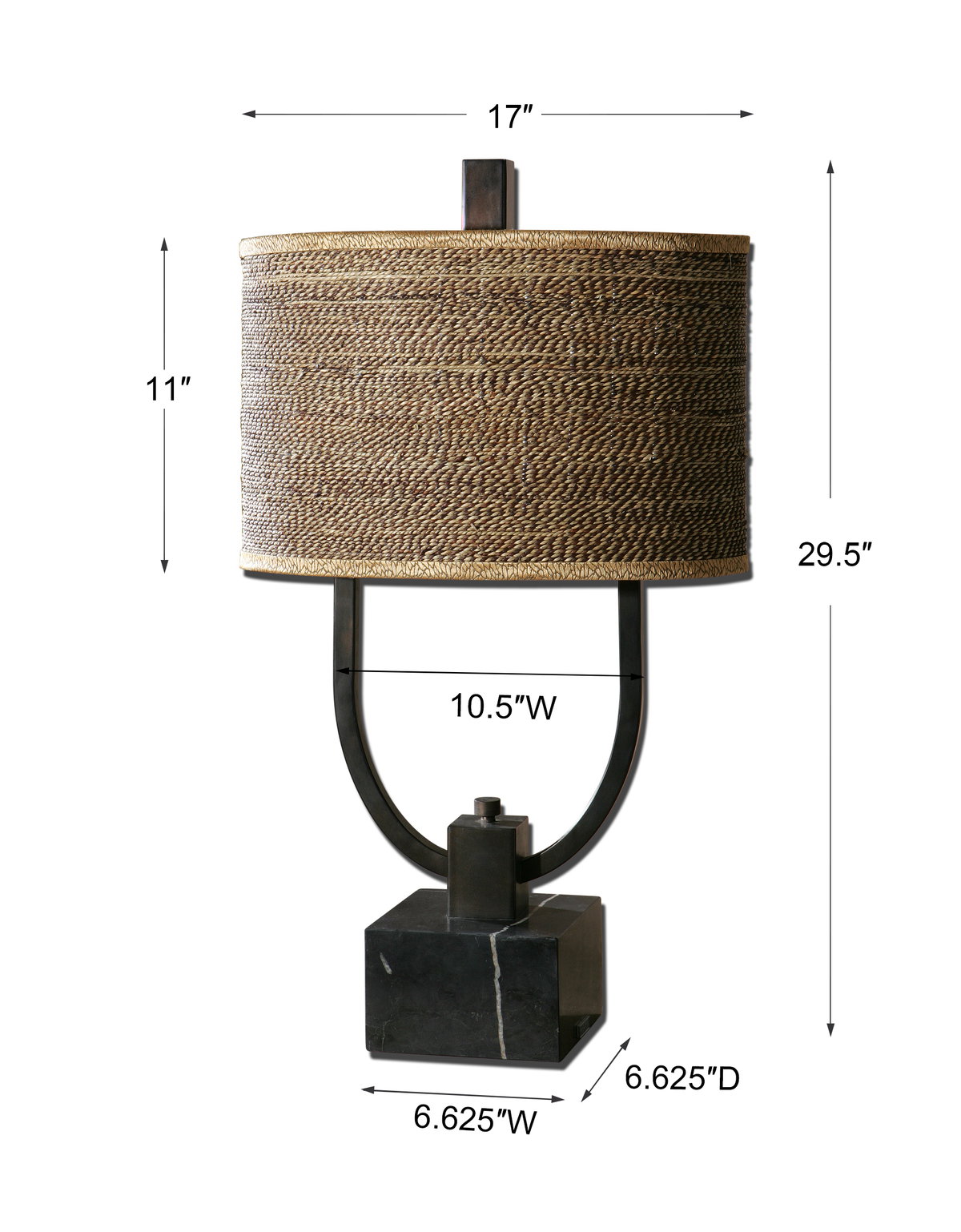 Stabina Metal Table Lamp, by Uttermost, 17" width x 29.5" height x 10" depth View 3