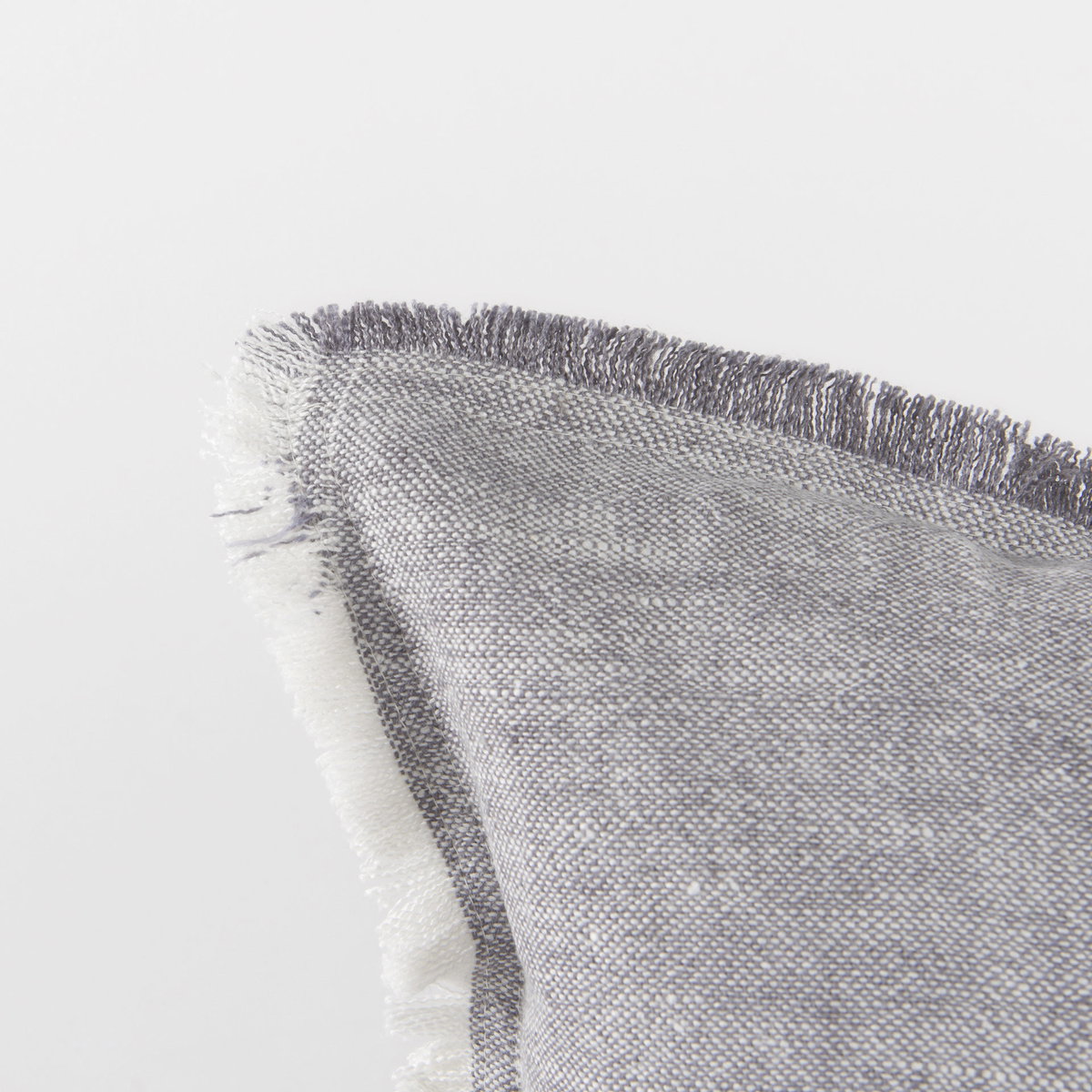 Thais 13x21 Gray Fabric Fringed Decorative Pillow Cover, by Mercana, 13" length x 21" width x 0.2" height View 10
