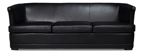 Mcmillan Distilled Leather Sofa,Onyx Blk
