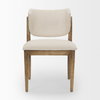 Cline Curved Back Dining Side Chair | Cream Fabric with Brown Wood, Dining Chair by Mercana, 21" length x 22.5" width x 32" height thumbnail 7