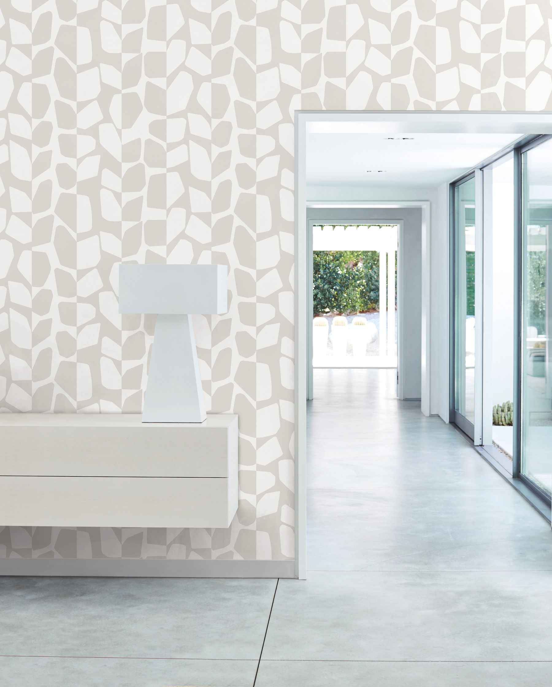 Primitive Vines White & Cream Wallpaper large image 