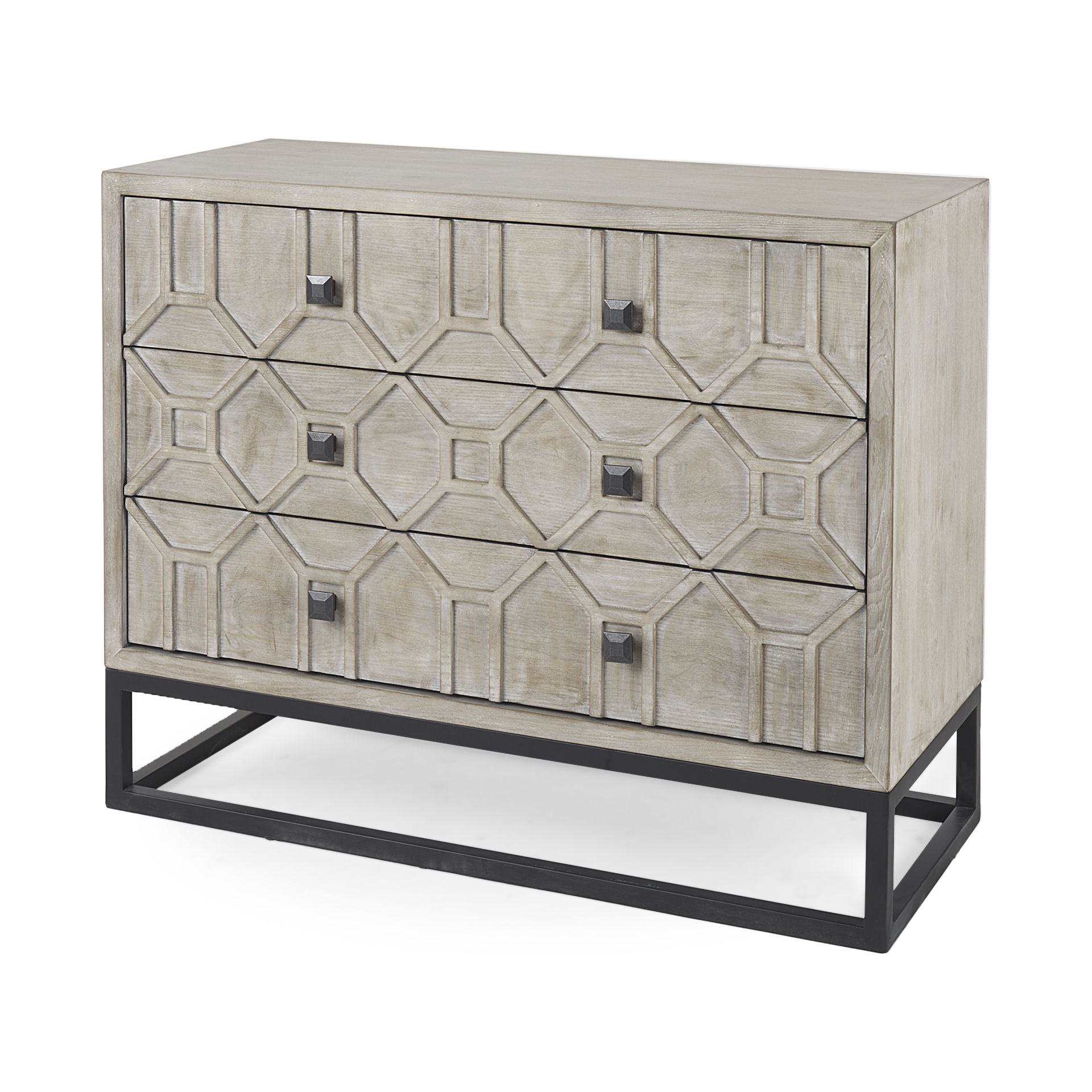 Genevieve I 39L x 16W Light Brown Fir Veneer 3 Drawer Accent Cabinet large image 