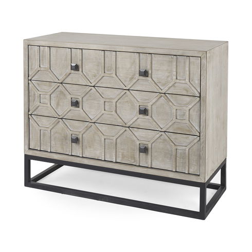 Genevieve I 39L x 16W Light Brown Fir Veneer 3 Drawer Accent Cabinet