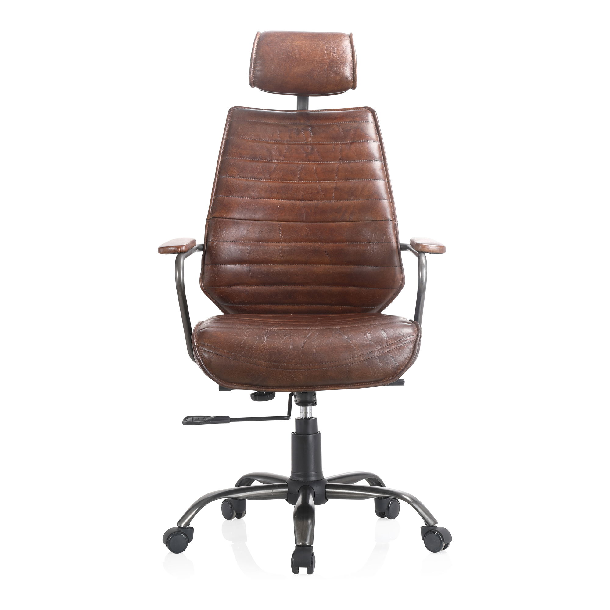 Executive Office Chair Dark Brown Leather, by Moe's Home, 25.5" width x 45" height x 26" depth View 1