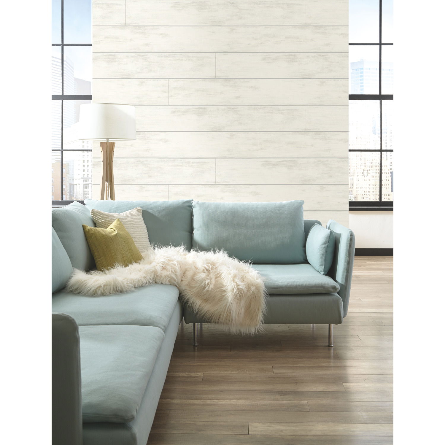 Shiplap White & Grey Wallpaper large image 