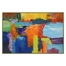 Online Designer Hallway/Entry Barker Framed Canvas Art - Hand Painted Abstract - 1.5 Inch Frame