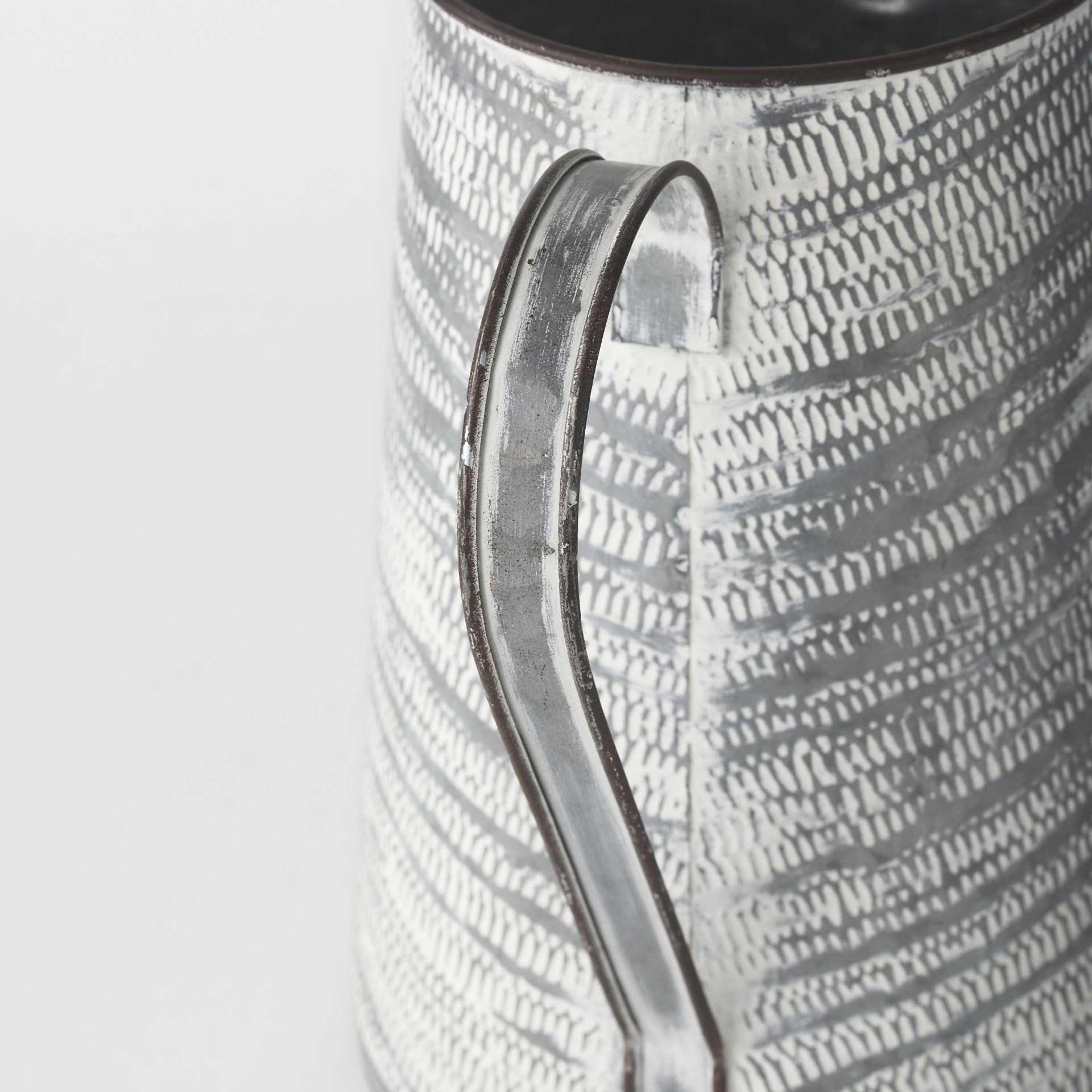 Serena II 11.2H Large Gray/White Textured Metal Jug, Decorative Jar by Mercana, 10" length x 7.1" width x 10.6" height View 8