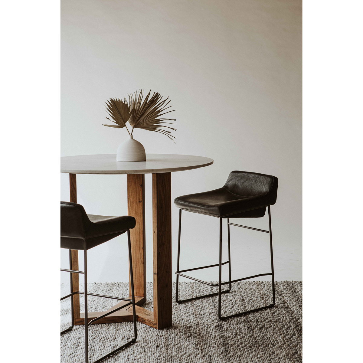 Starlet Counter Stool Onyx Black Leather - Set Of Two, Counter & Bar Stool by Moe's Home, 17" width x 32" height x 20" depth View 11