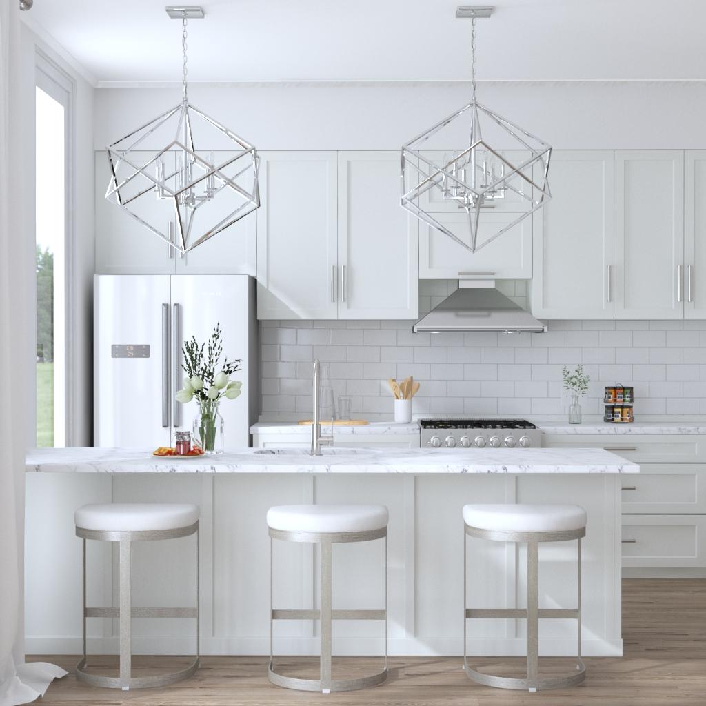 Euclid 6 Light Nickel Cube Pendant, by Uttermost, 2'2" width x 2'6.25" height x 2'2" diameter x 2'2" depth View 7