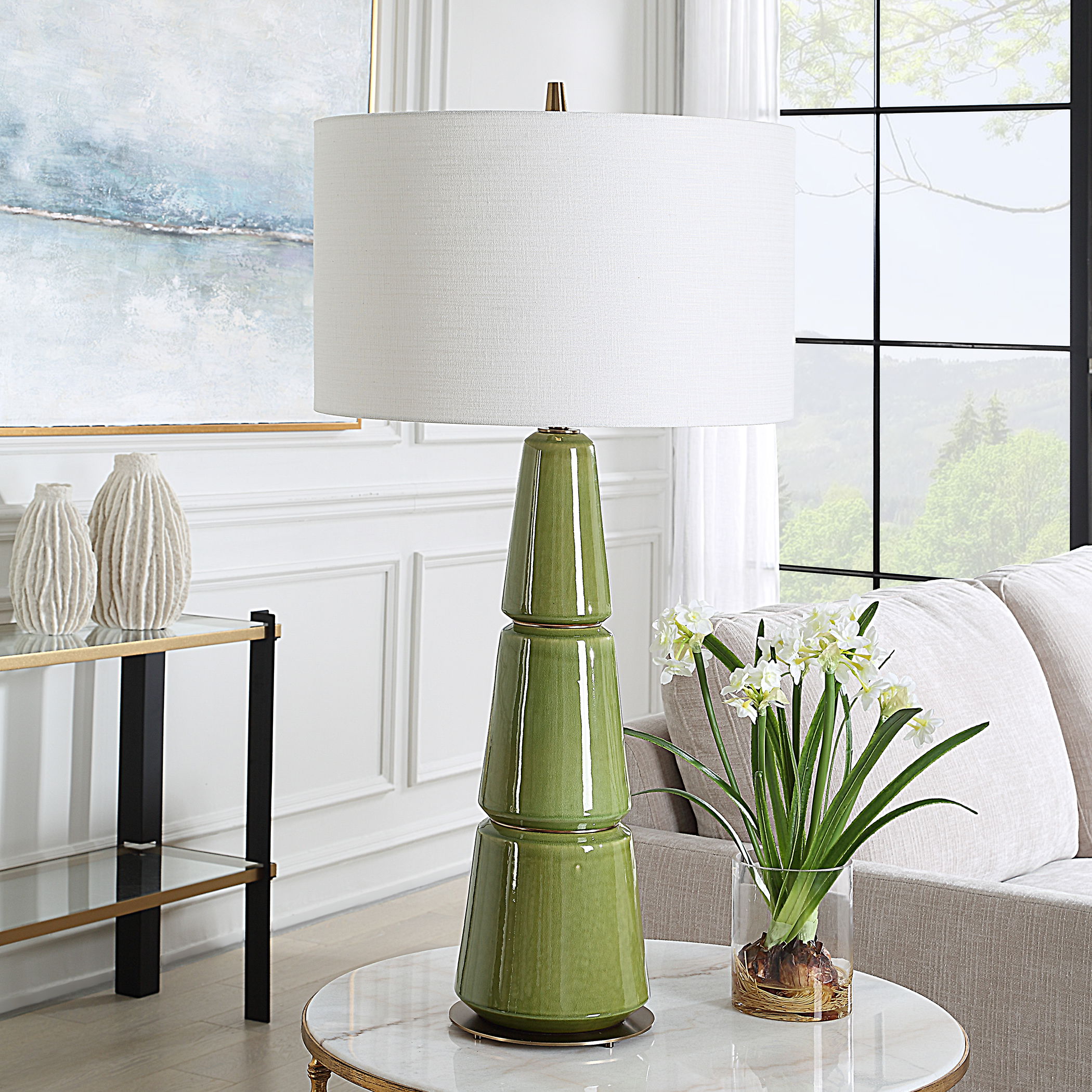 Mendell Moss Green Table Lamp large image 